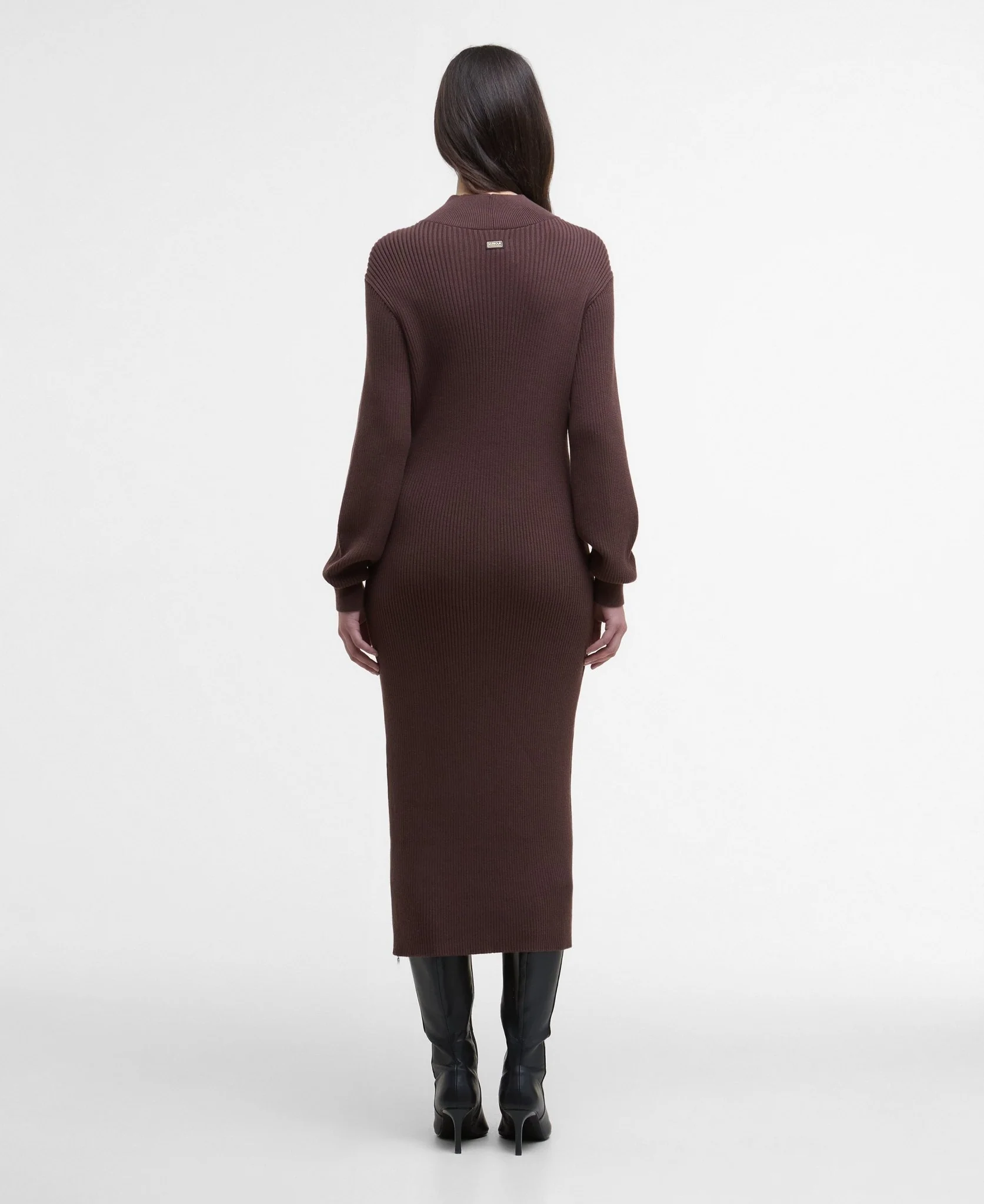 Barbour International Lana Knitted Midi Dress Chocolate - Image 4