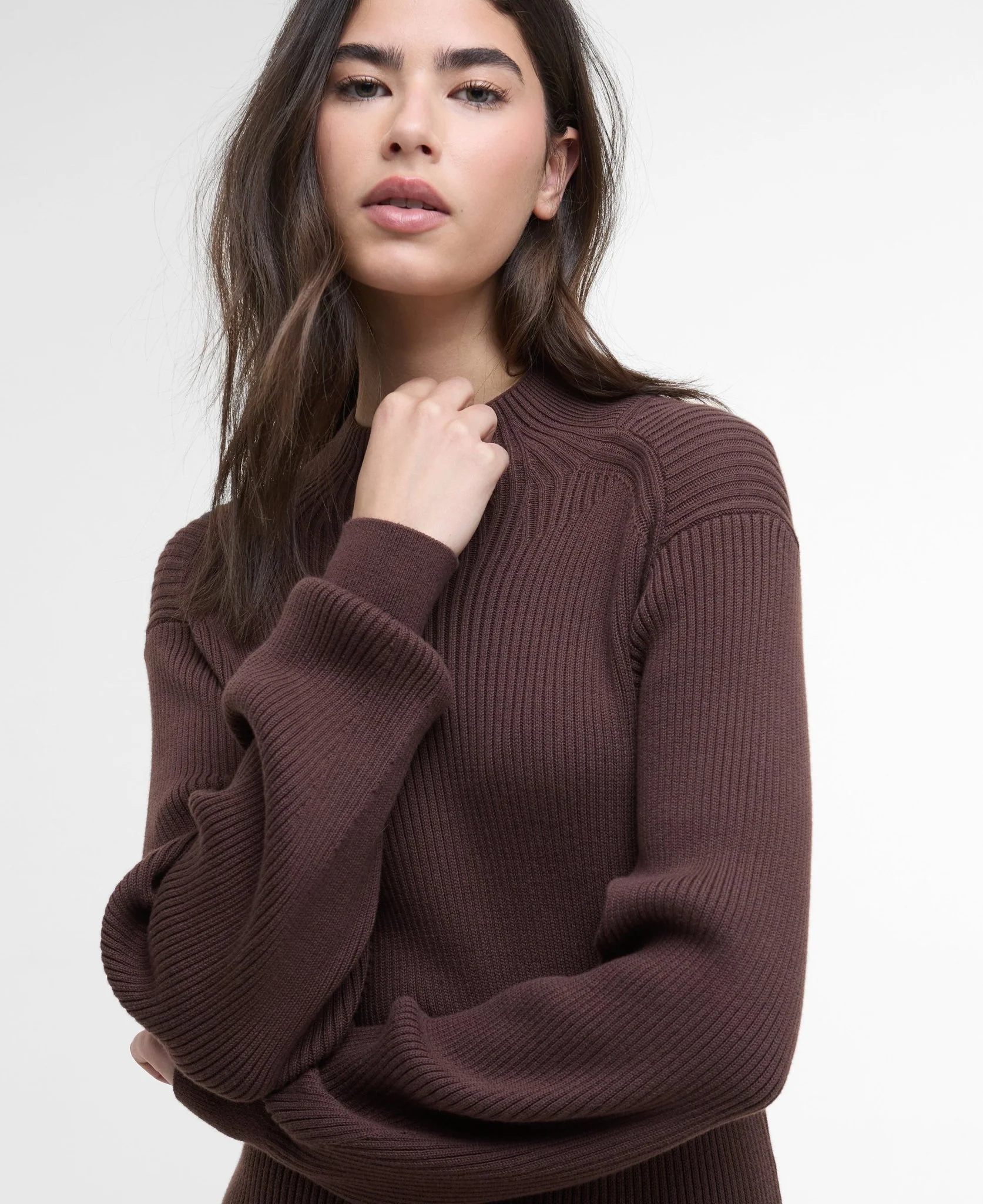 Barbour International Lana Knitted Midi Dress Chocolate - Image 5