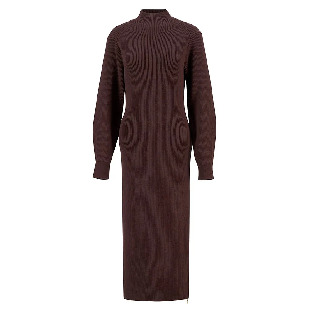 Barbour International Lana Knitted Midi Dress Chocolate - Image 8