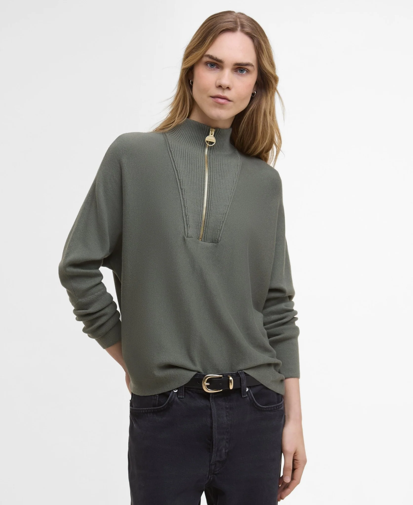 Barbour International Lola Knitted Jumper Dusty Khaki - Image 2