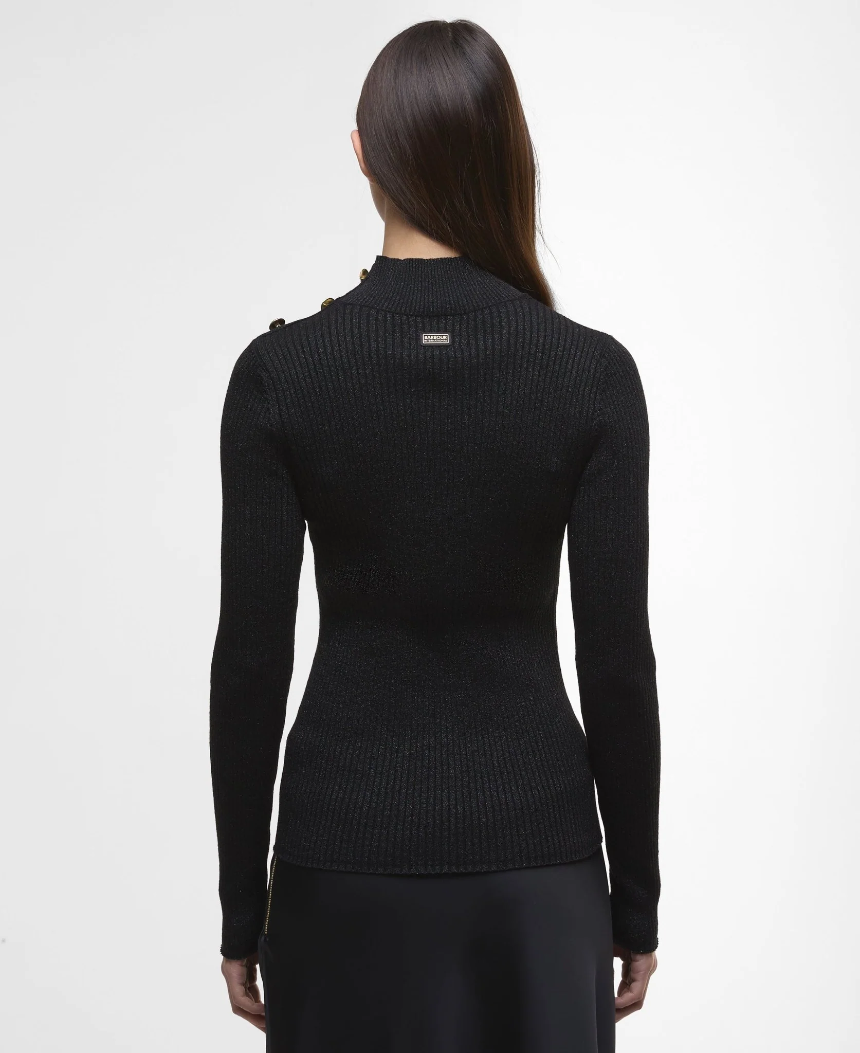 Barbour International Stella Knitted Jumper Black - Image 3
