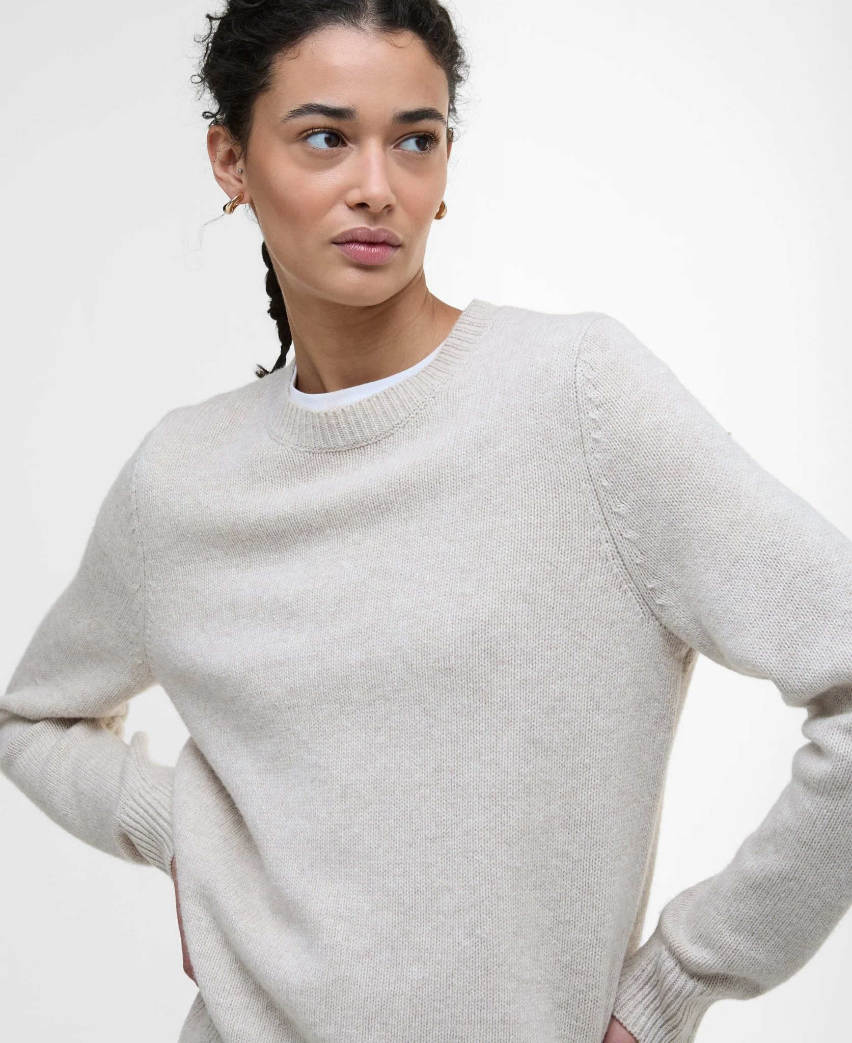 Barbour Woodhouse Knitted Jumper Oatmeal - Image 4