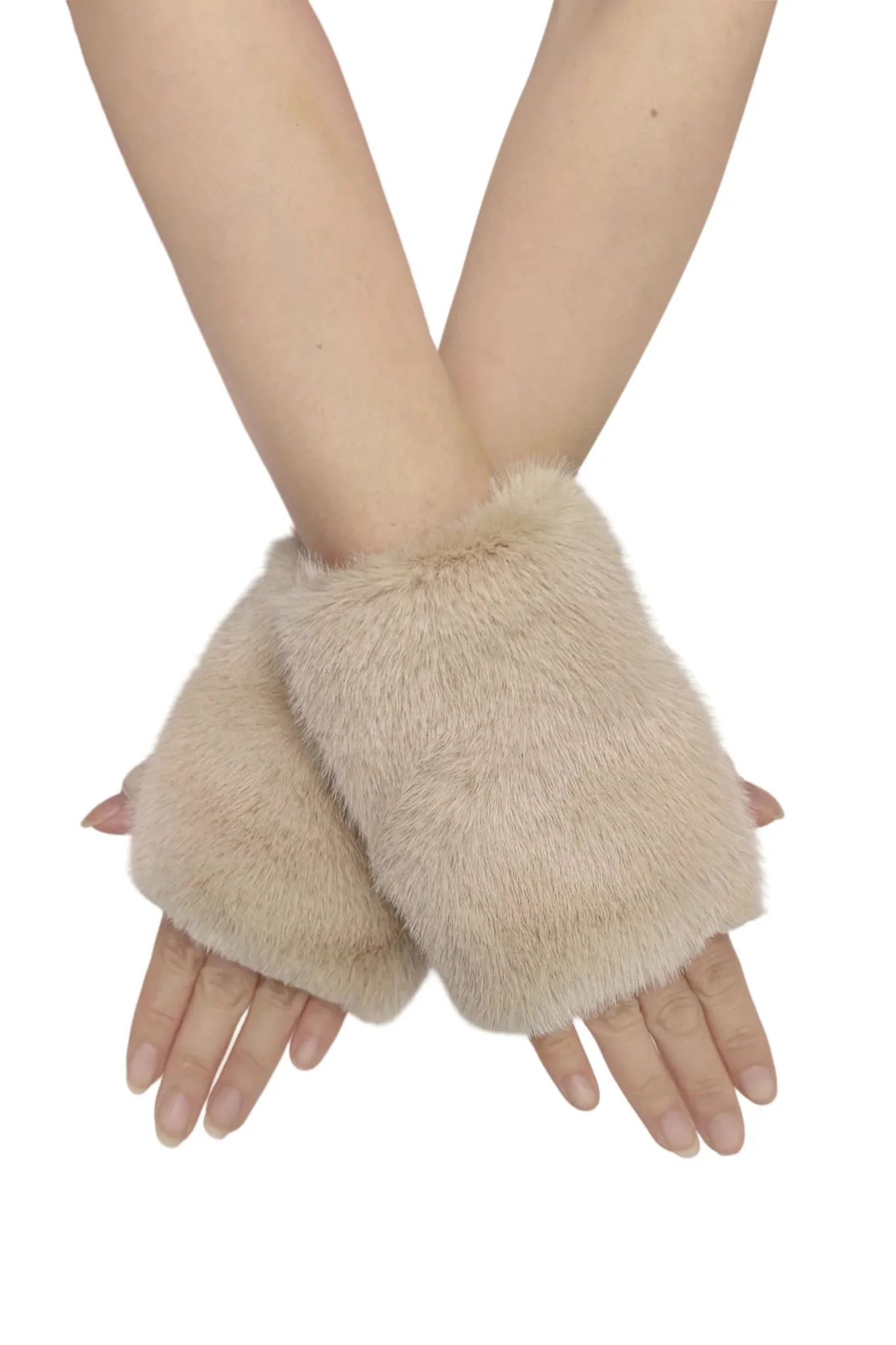 Faux Fur Fingerless Gloves - Image 3