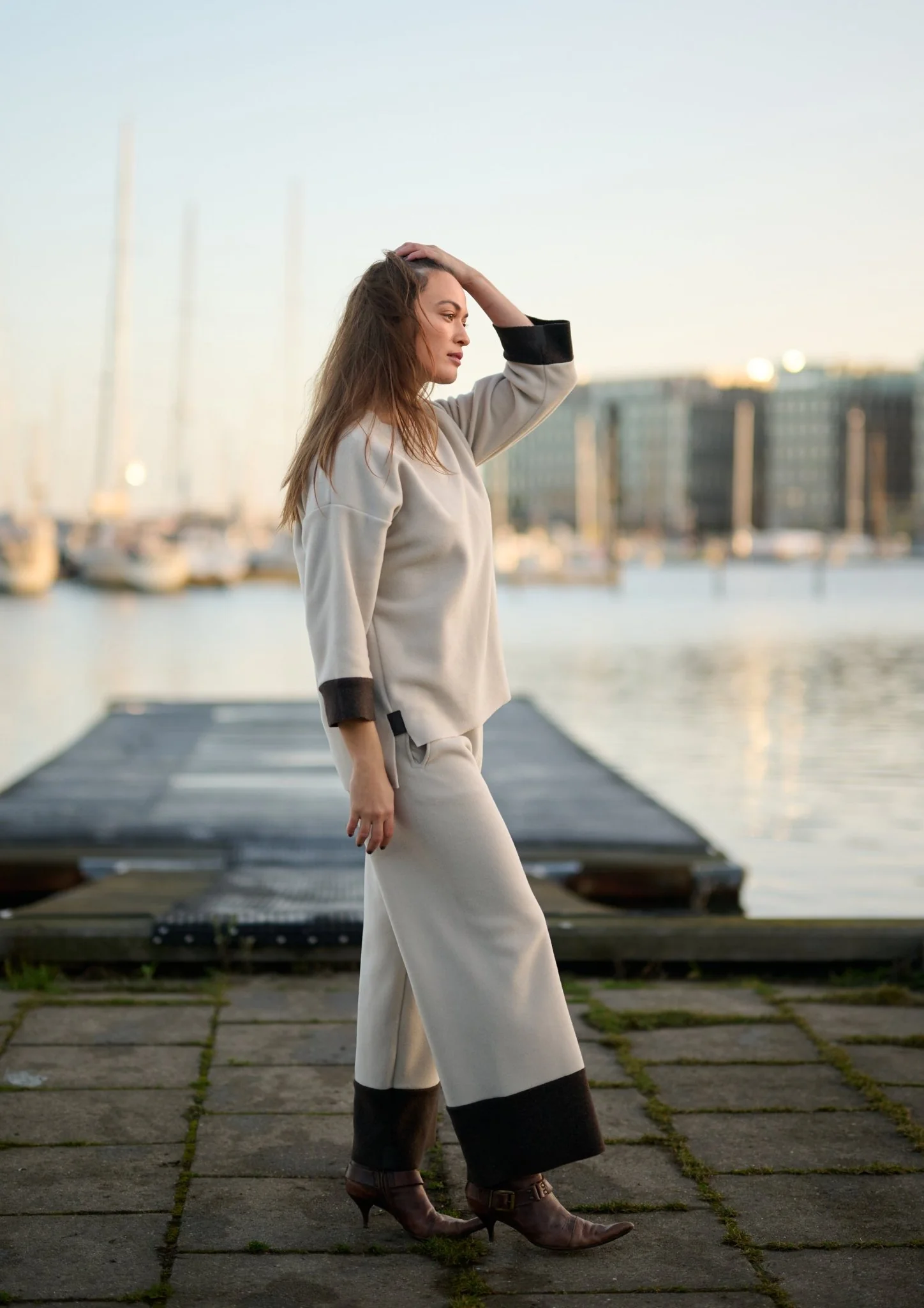 Henriette Steffensen Flare Two Tone Trousers 3/4 Length - Image 2