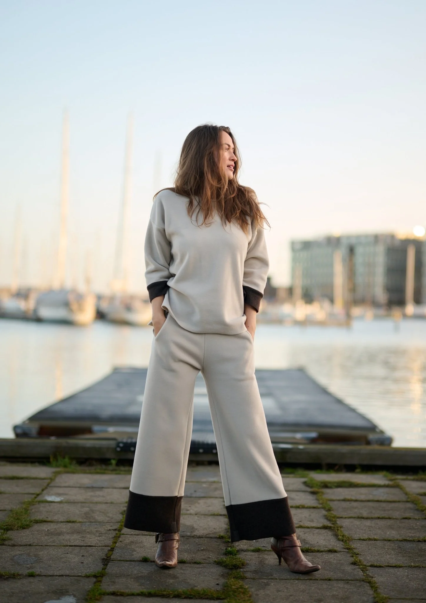 Henriette Steffensen Flare Two Tone Trousers 3/4 Length - Image 3