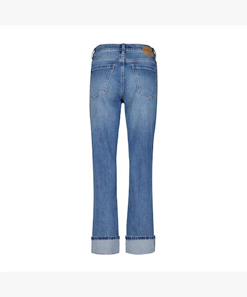 Red Button Kim Straight Leg Jeans With Turn Up - Image 3