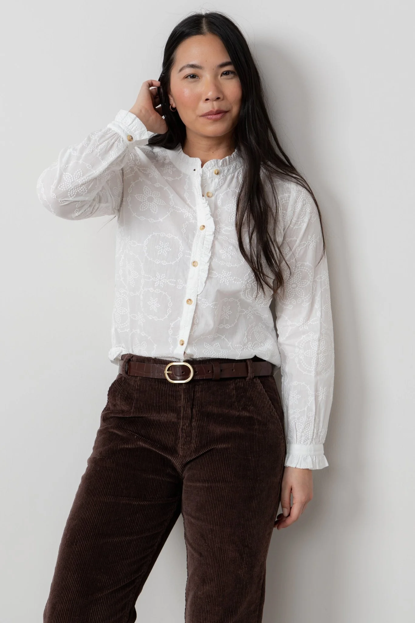 Lily And Me Rachel Frill Blouse Embroidered White - Image 3