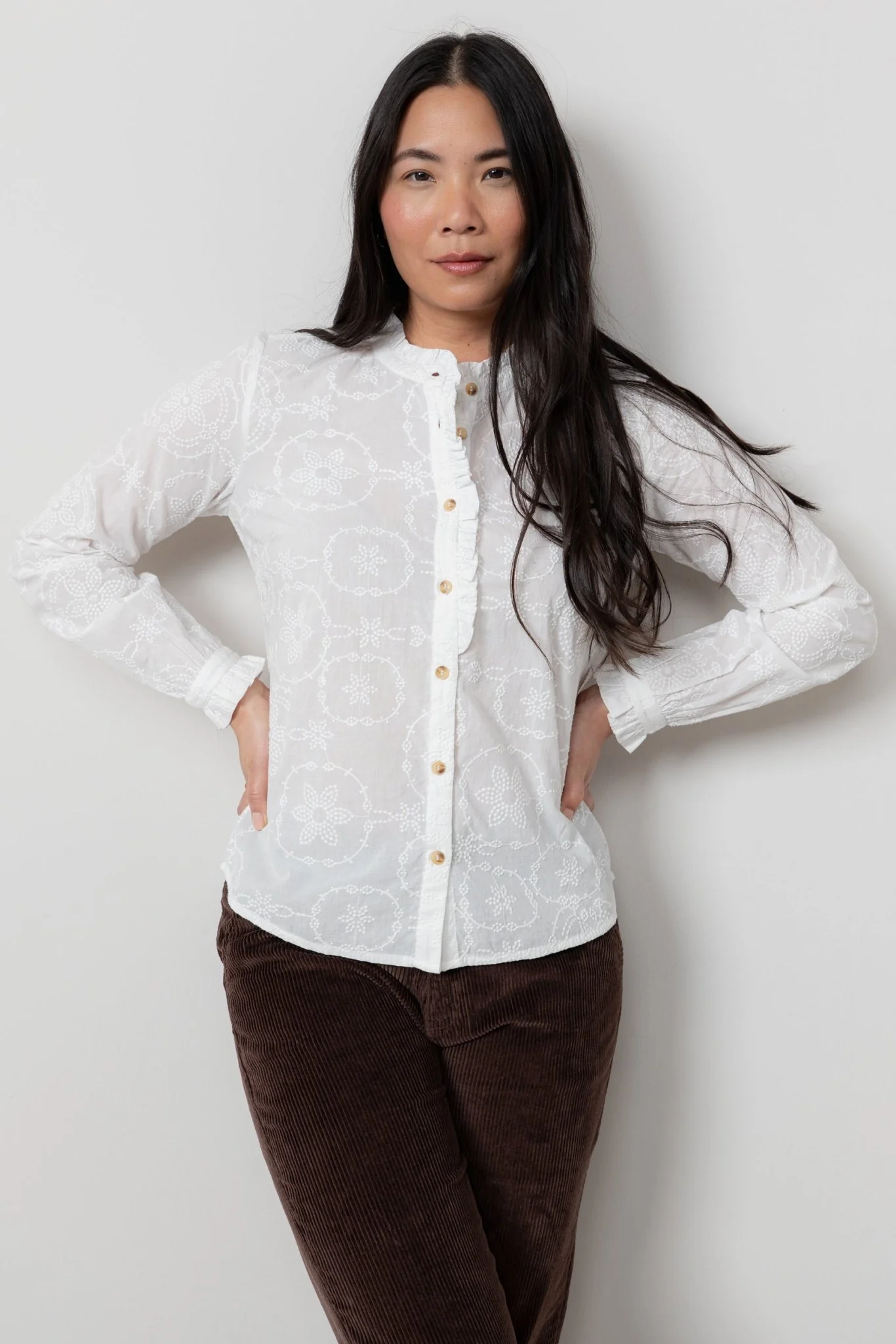Lily And Me Rachel Frill Blouse Embroidered White - Image 4