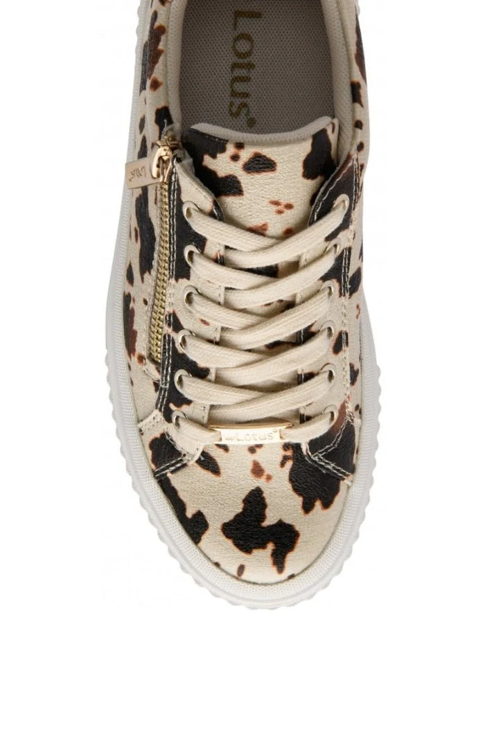 Lotus Shoes Alexa Cow Print Trainers - Image 4