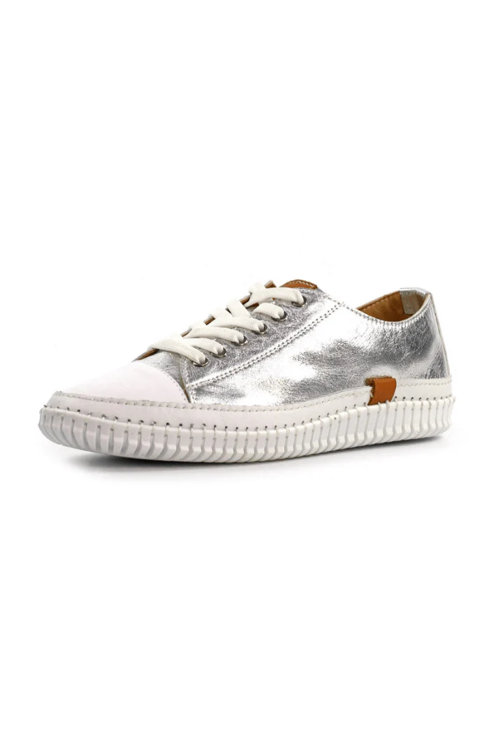 Lunar Shoes Starlet II Silver Lea. Plimsoll - Image 3