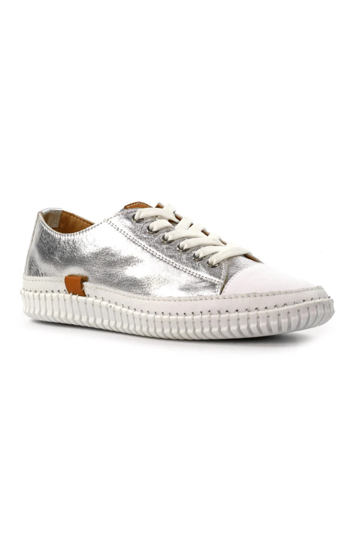 Lunar Shoes Starlet II Silver Lea. Plimsoll - Image 7