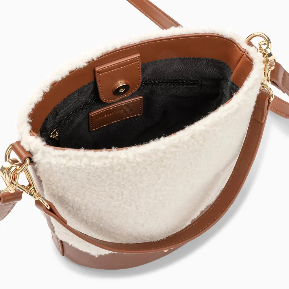 Vanessa Wu Milou Shearling Bucket Bag - Image 4