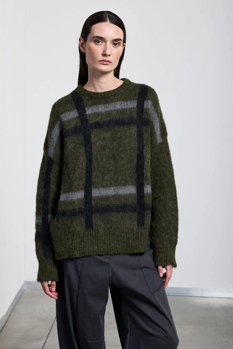 Neirami Boxy Alpaca Sweater Forest Green