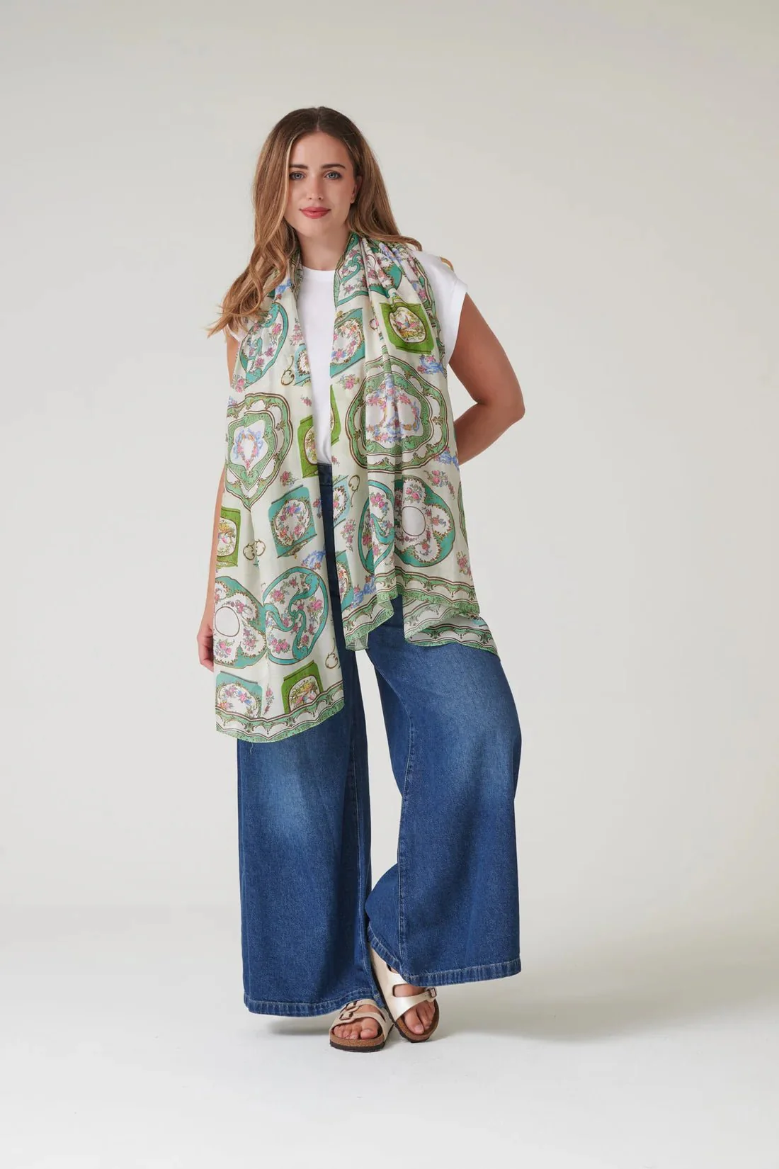 One Hundred Stars Afternoon Tea Green Scarf - Image 3