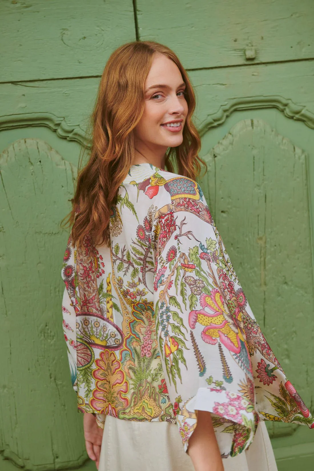 One Hundred Stars Boho Garden Ecru Kimono