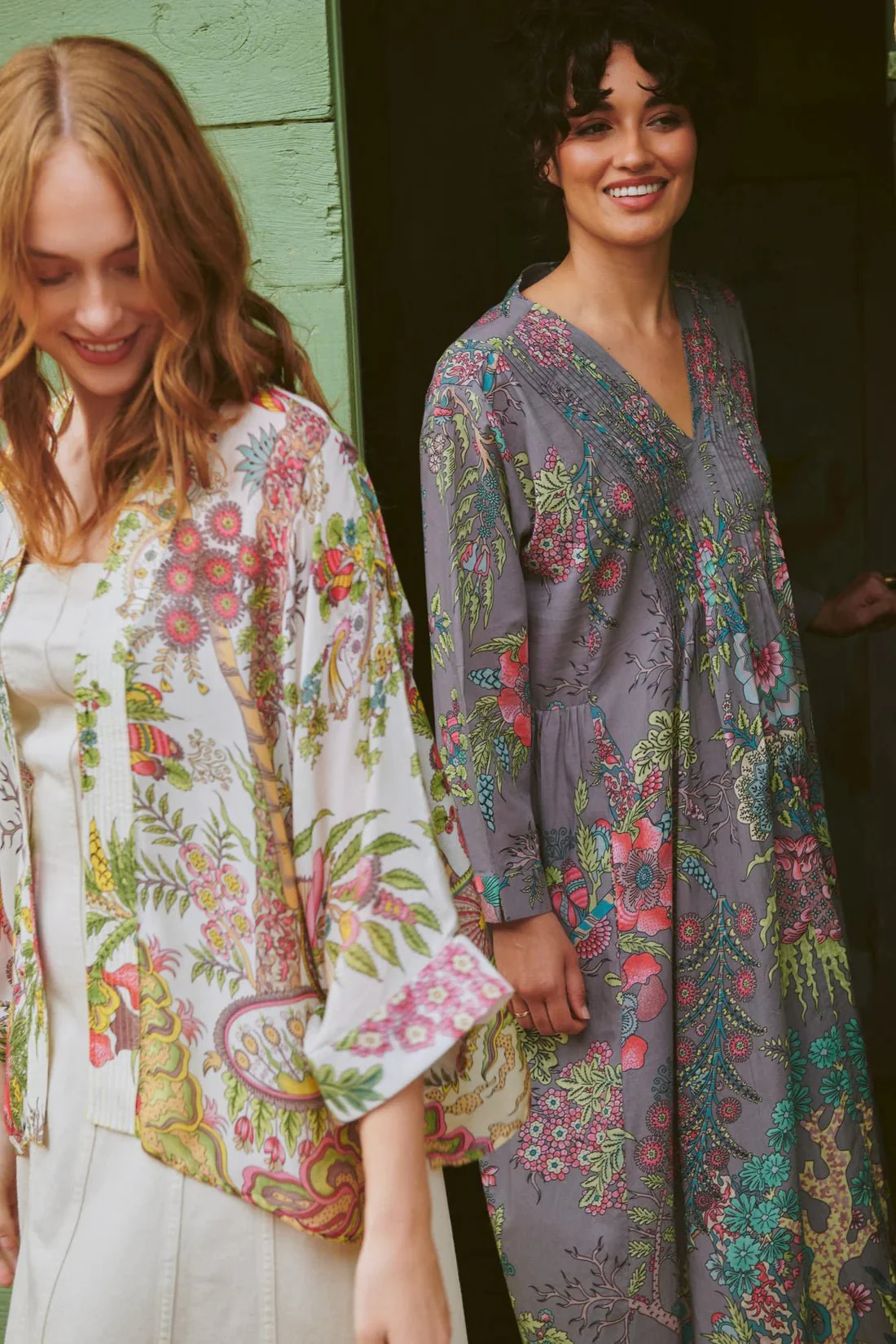 One Hundred Stars Boho Garden Grey Kimono - Image 3