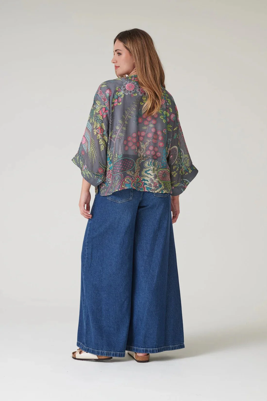 One Hundred Stars Boho Garden Grey Kimono - Image 5