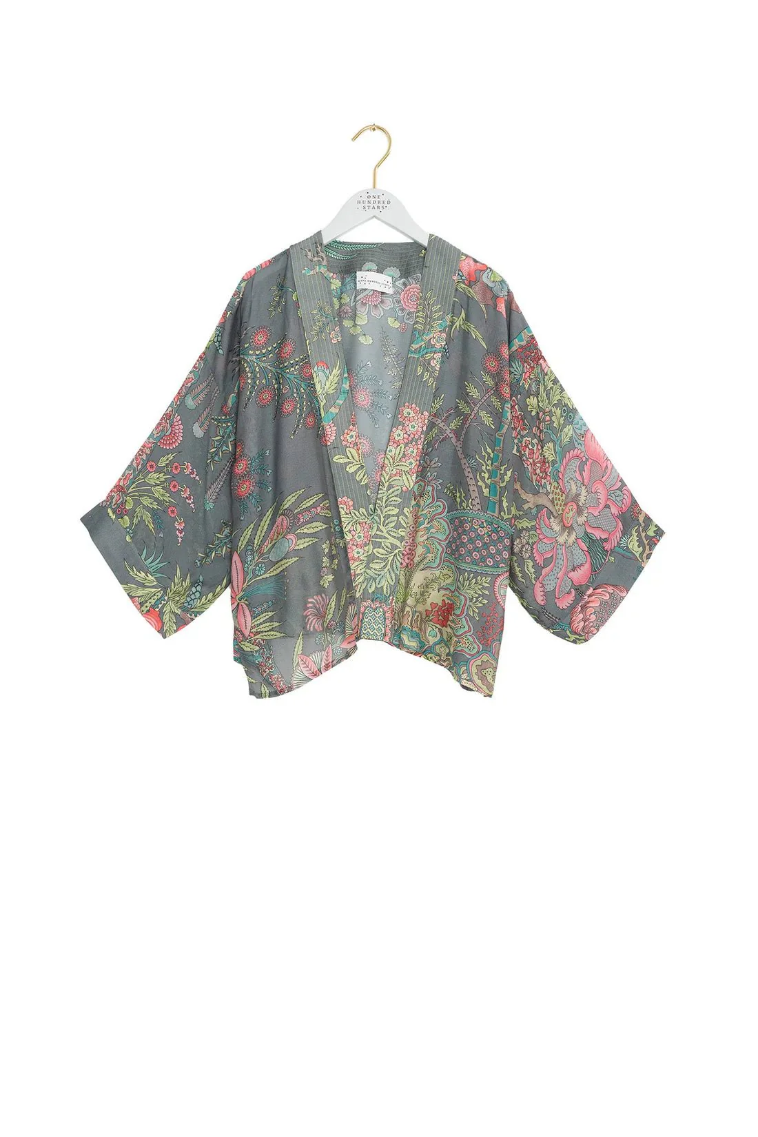 One Hundred Stars Boho Garden Grey Kimono - Image 8