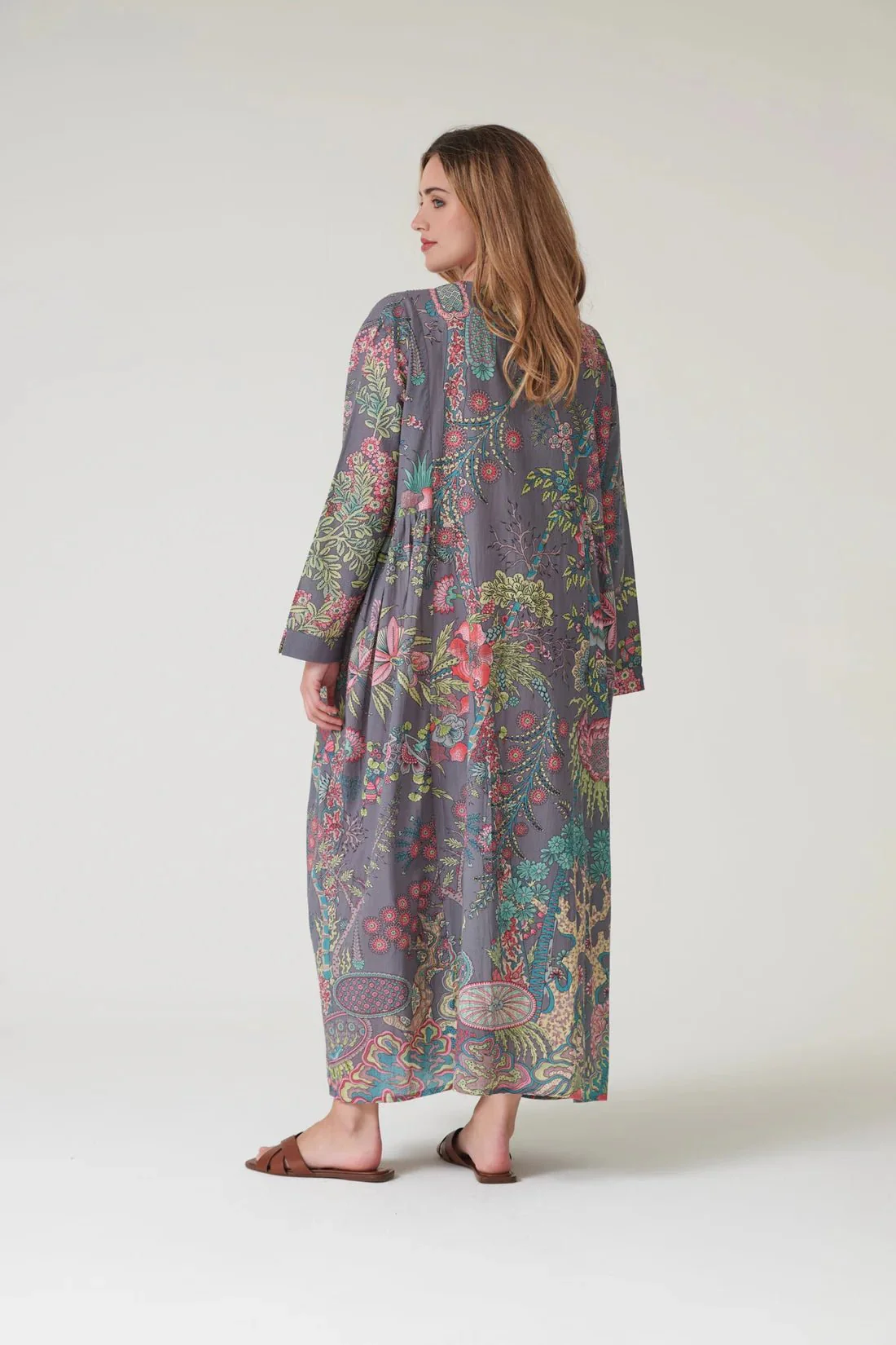 One Hundred Stars Boho Garden Grey Pinch Pleat Dress - Image 10