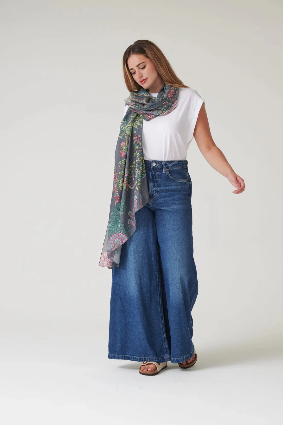 One Hundred Stars Boho Garden Grey Scarf - Image 4
