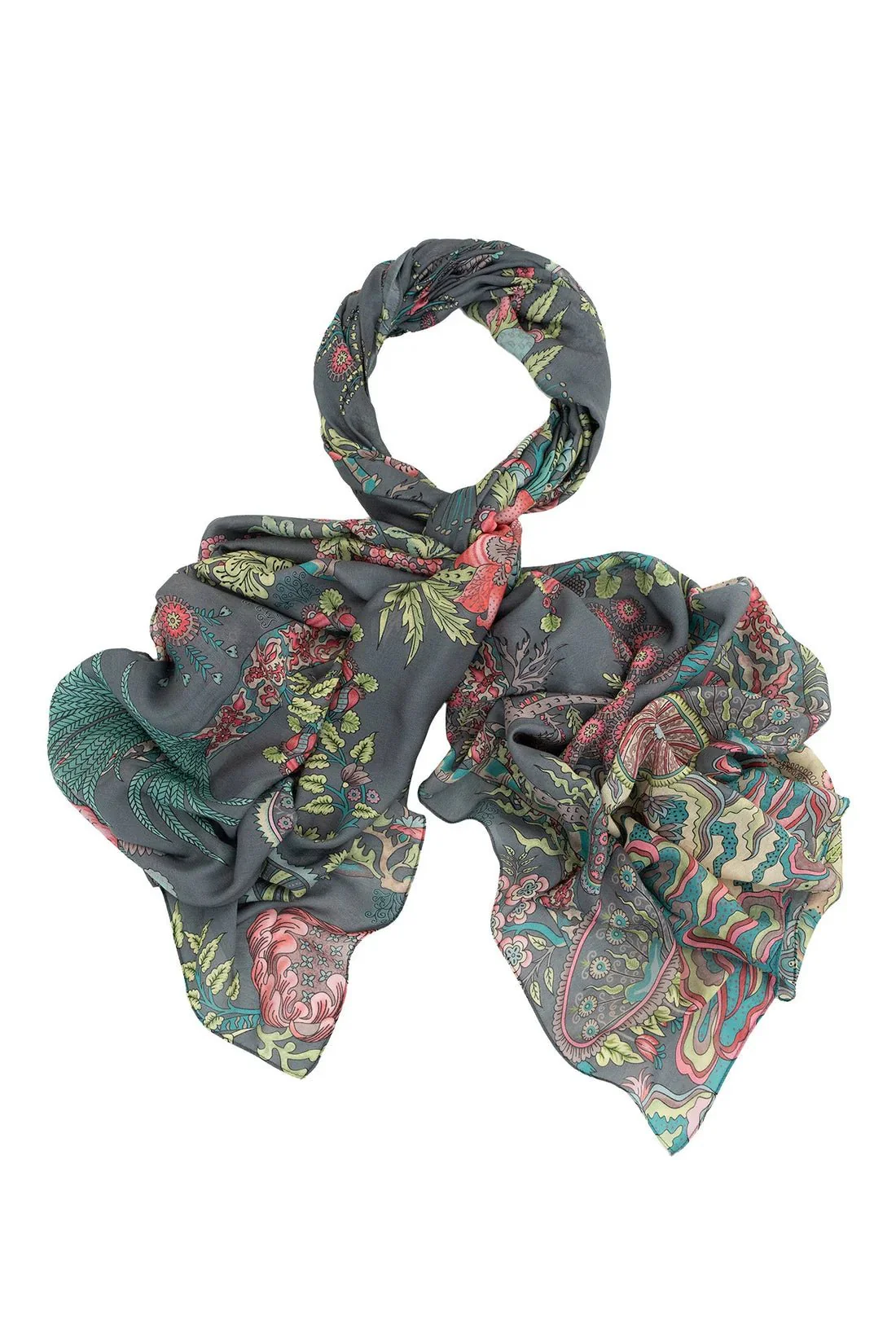 One Hundred Stars Boho Garden Grey Scarf - Image 5
