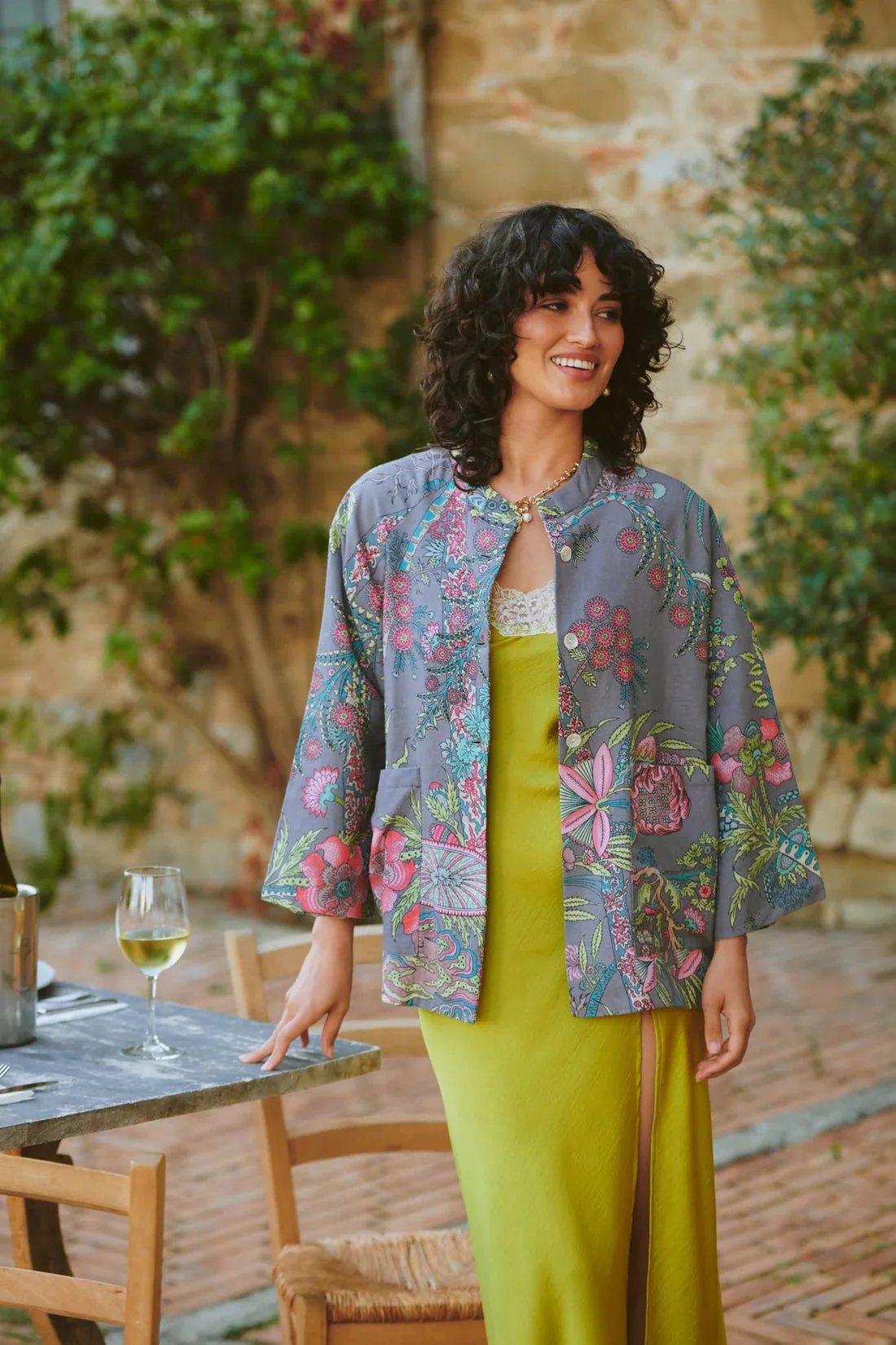 One Hundred Stars Boho Garden Grey Summer Jacket - Image 3