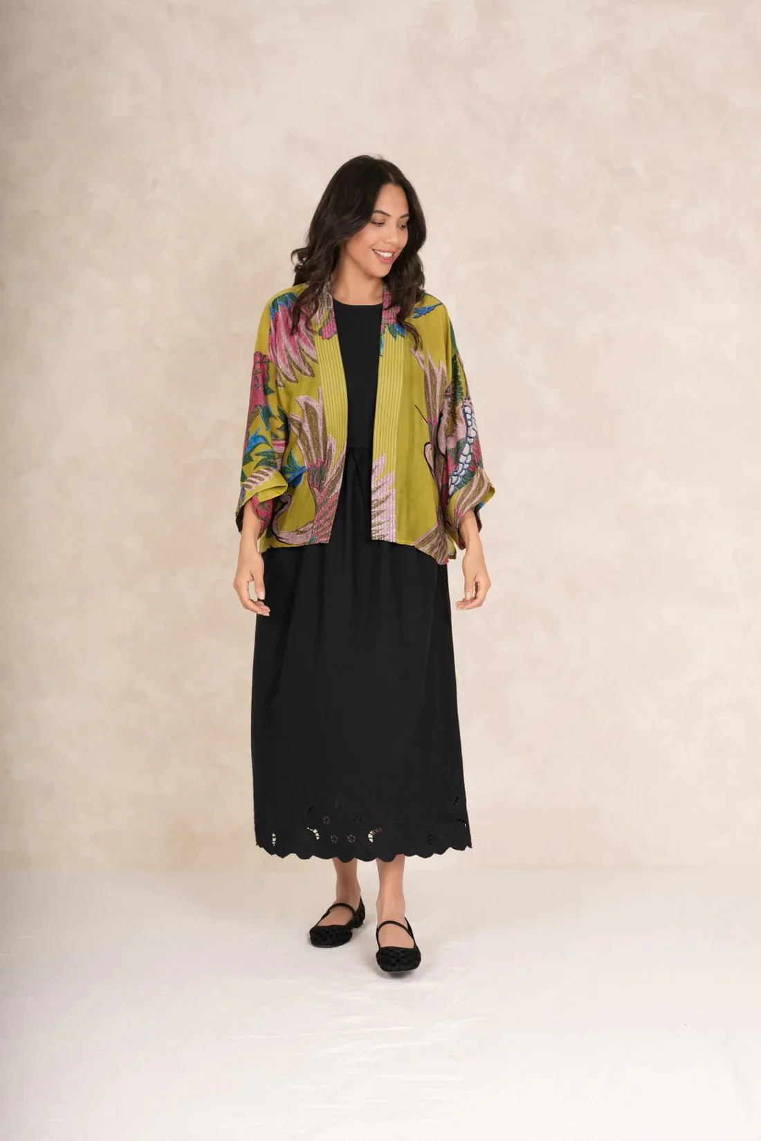 One Hundred Stars Crane Olive Kimono - Image 3