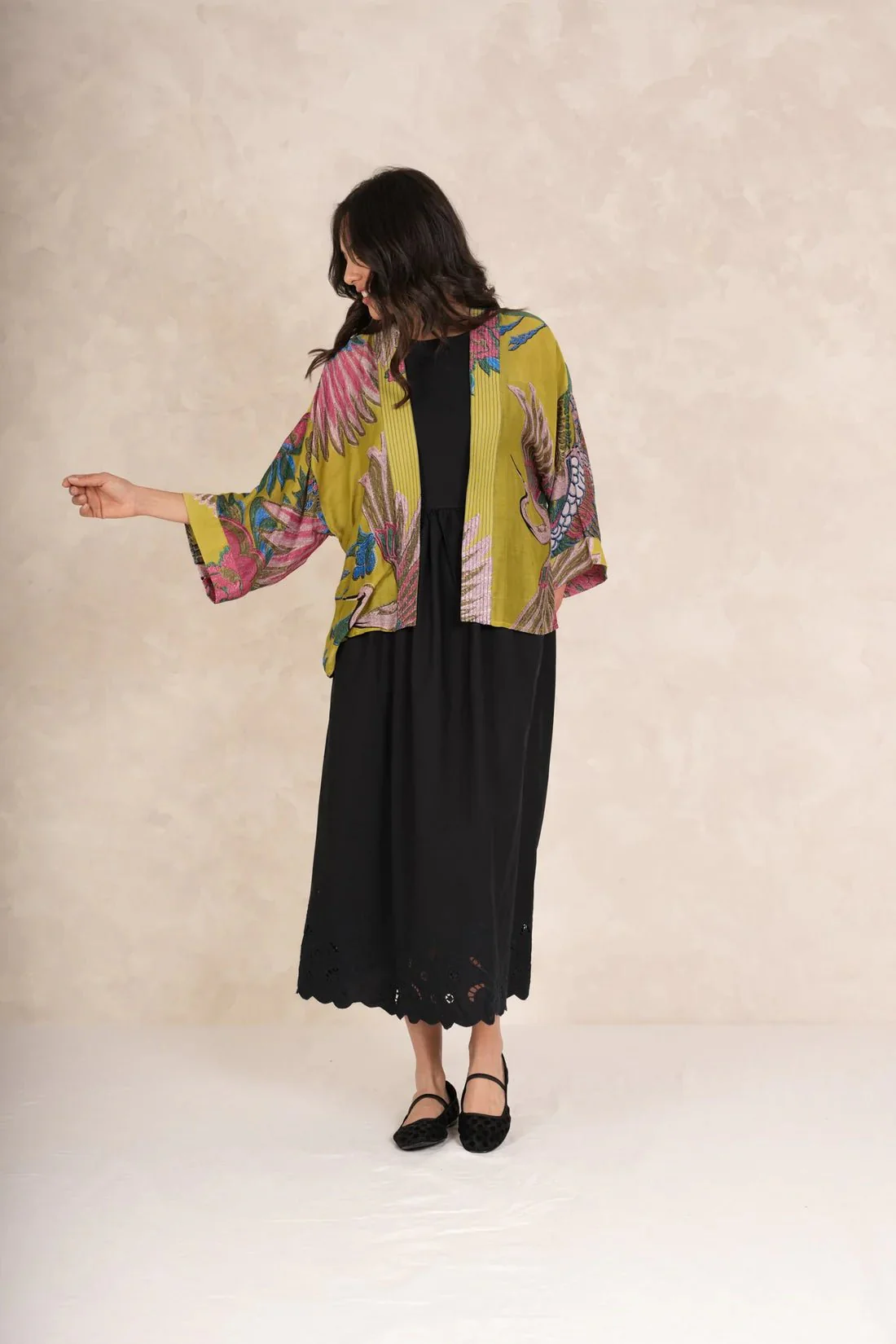 One Hundred Stars Crane Olive Kimono - Image 4