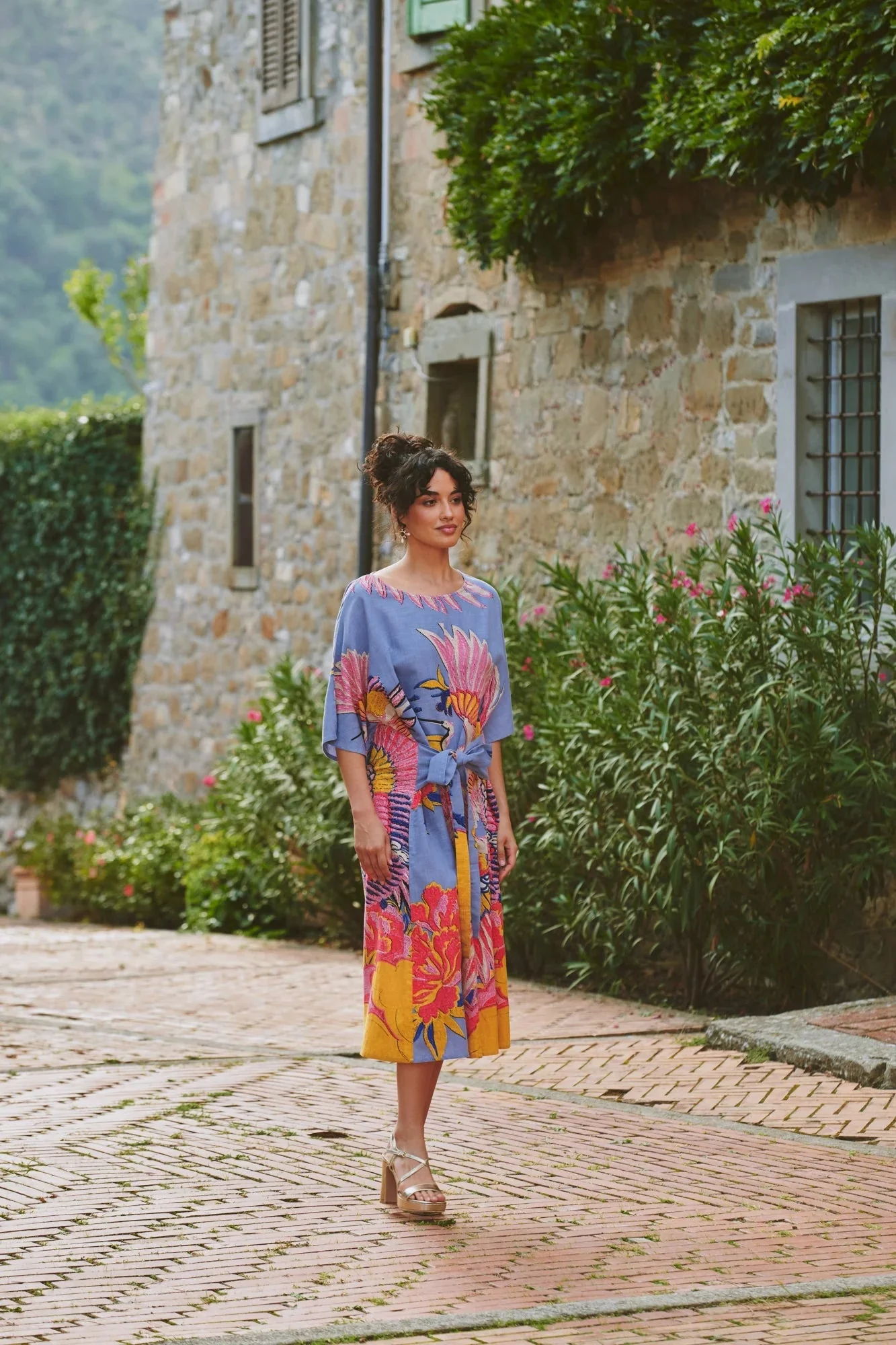 One Hundred Stars Crane Periwinkle Obi Dress