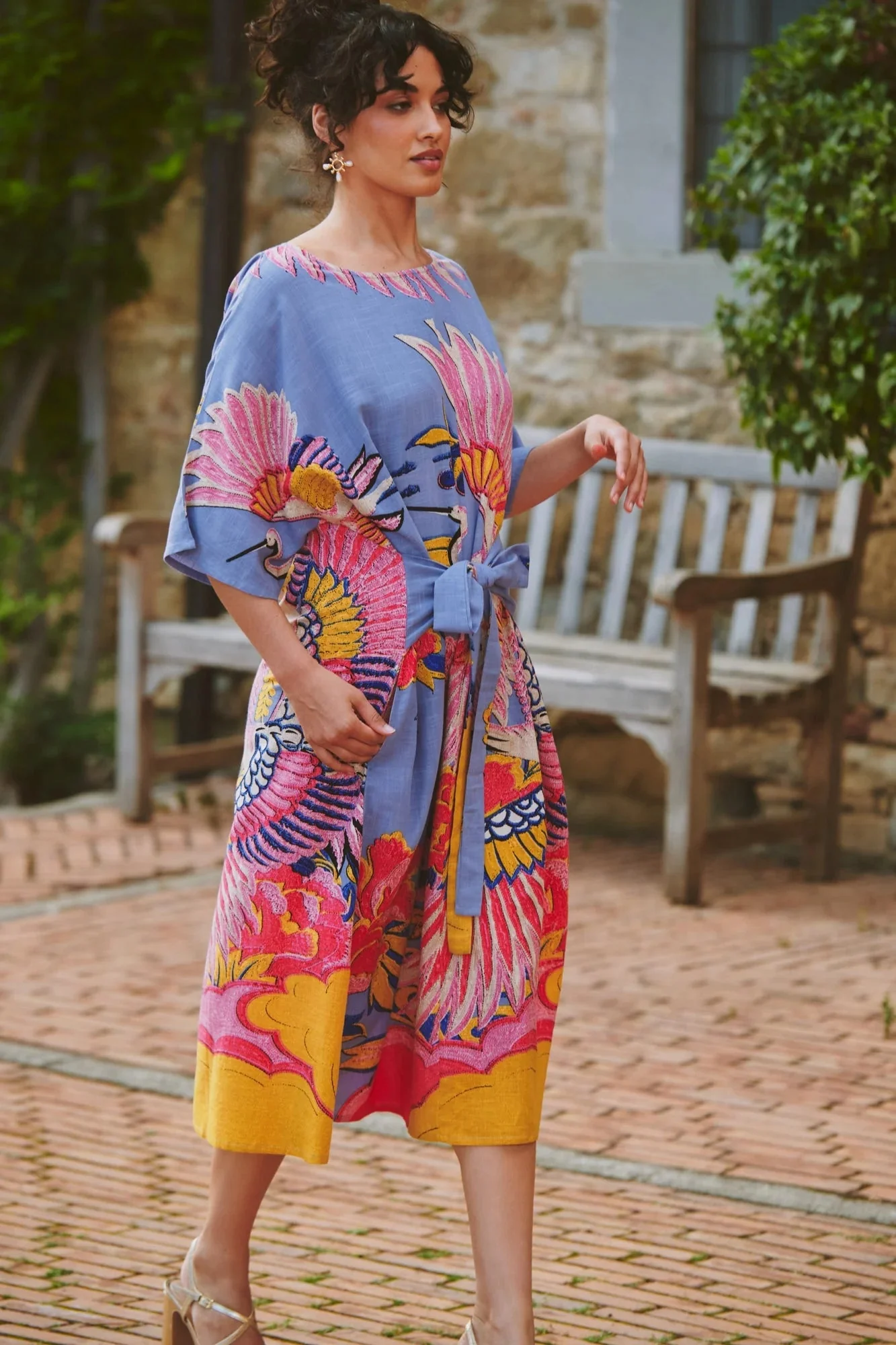 One Hundred Stars Crane Periwinkle Obi Dress - Image 4