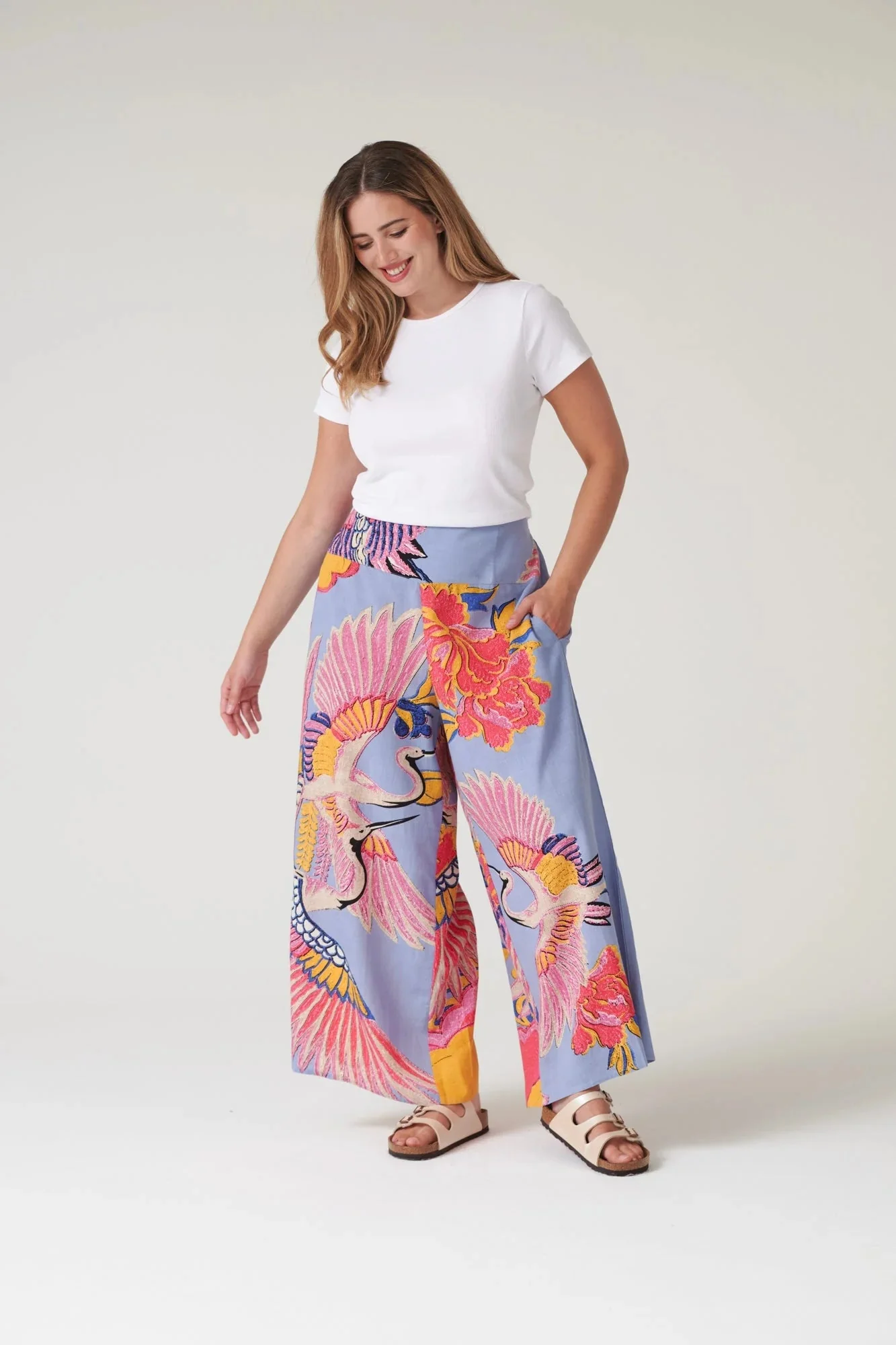 One Hundred Stars Crane Periwinkle Palazzo Pants - Image 4