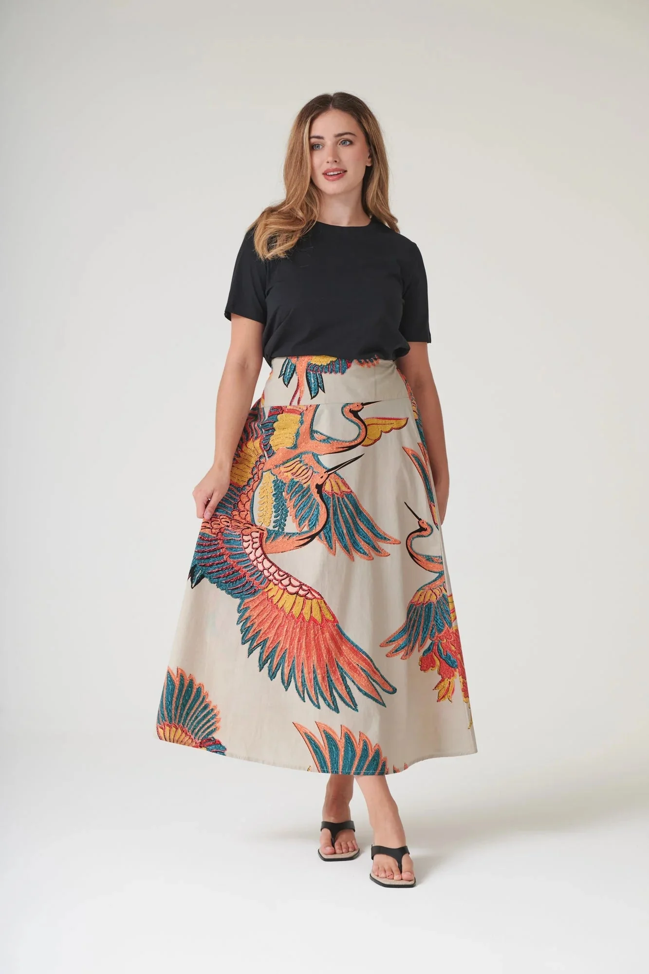 One Hundred Stars Crane Stone A-line Maxi Skirt - Image 4