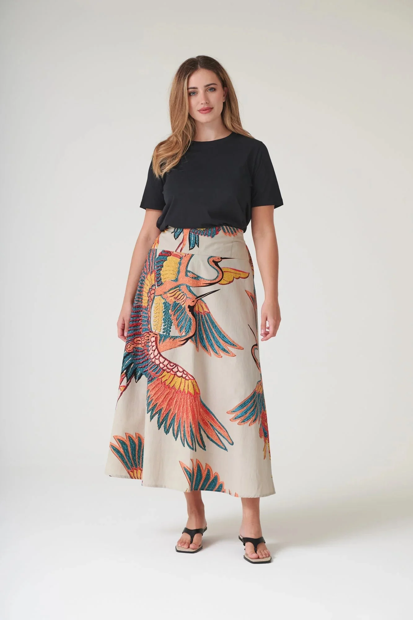 One Hundred Stars Crane Stone A-line Maxi Skirt - Image 5
