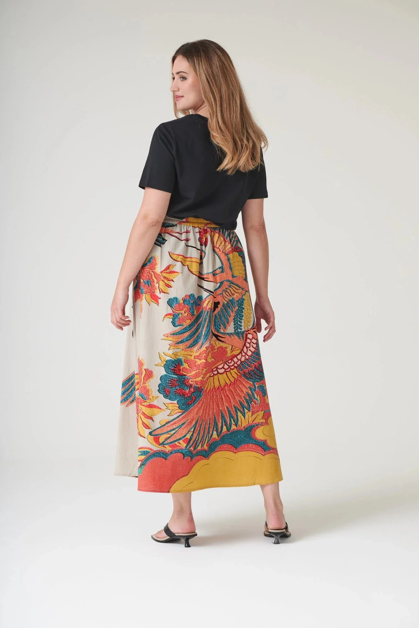 One Hundred Stars Crane Stone A-line Maxi Skirt - Image 6