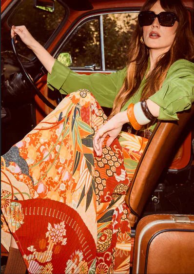 One Hundred Stars Fans Scarlet Cotton A-line Maxi Skirt - Image 3
