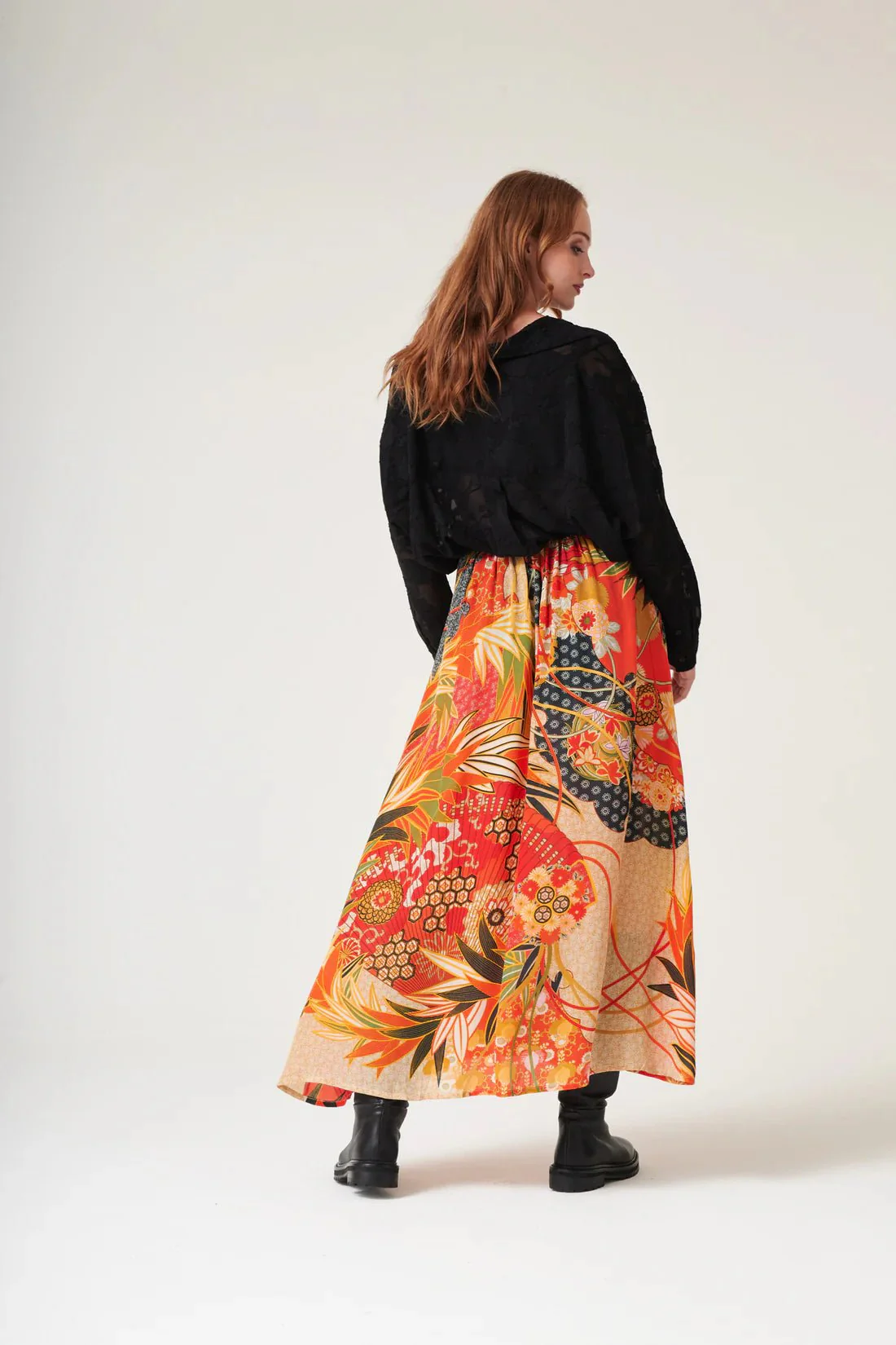 One Hundred Stars Fans Scarlet Cotton A-line Maxi Skirt - Image 6