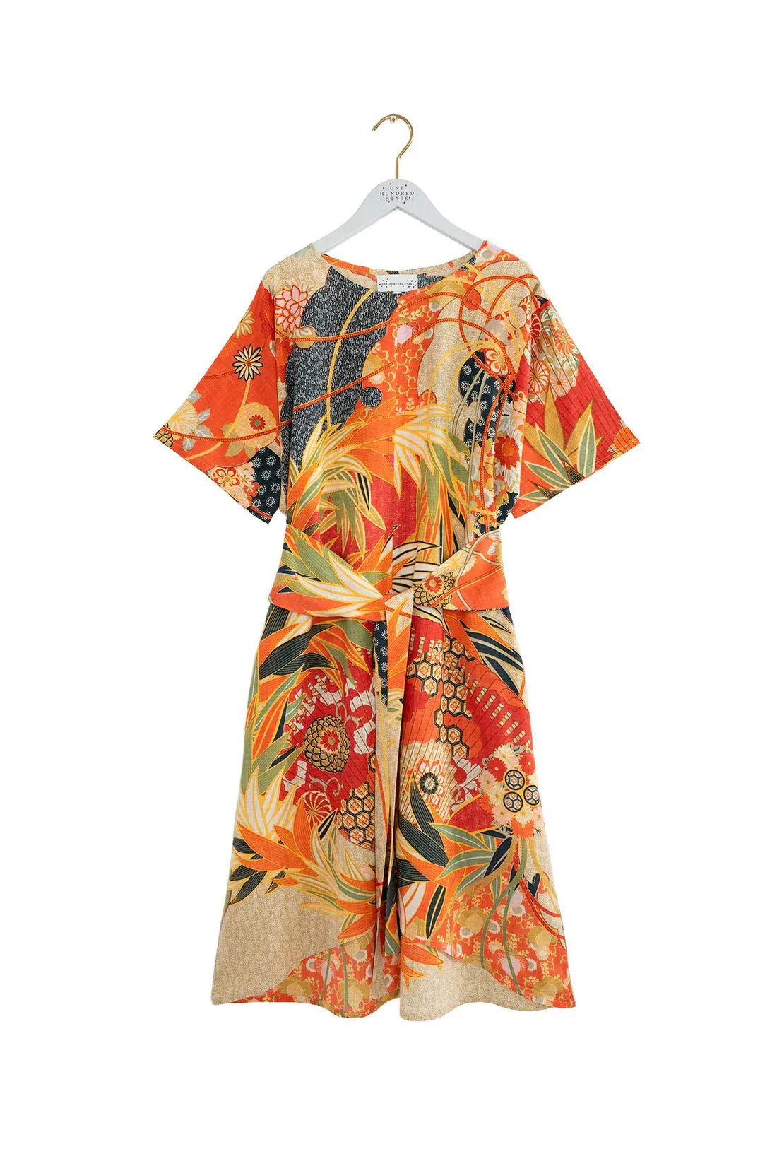 One Hundred Stars Fans Scarlet Obi Dress - Image 3