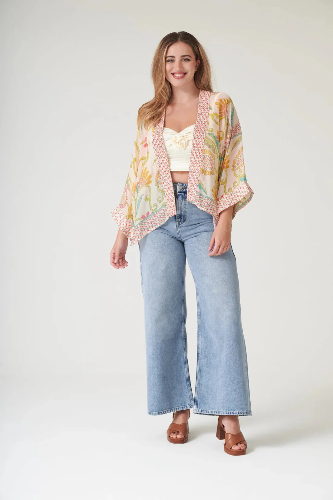 One Hundred Stars Giant Kantha Lime Kimono - Image 2