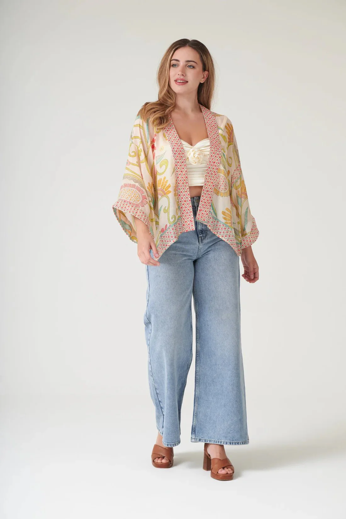 One Hundred Stars Giant Kantha Lime Kimono - Image 3