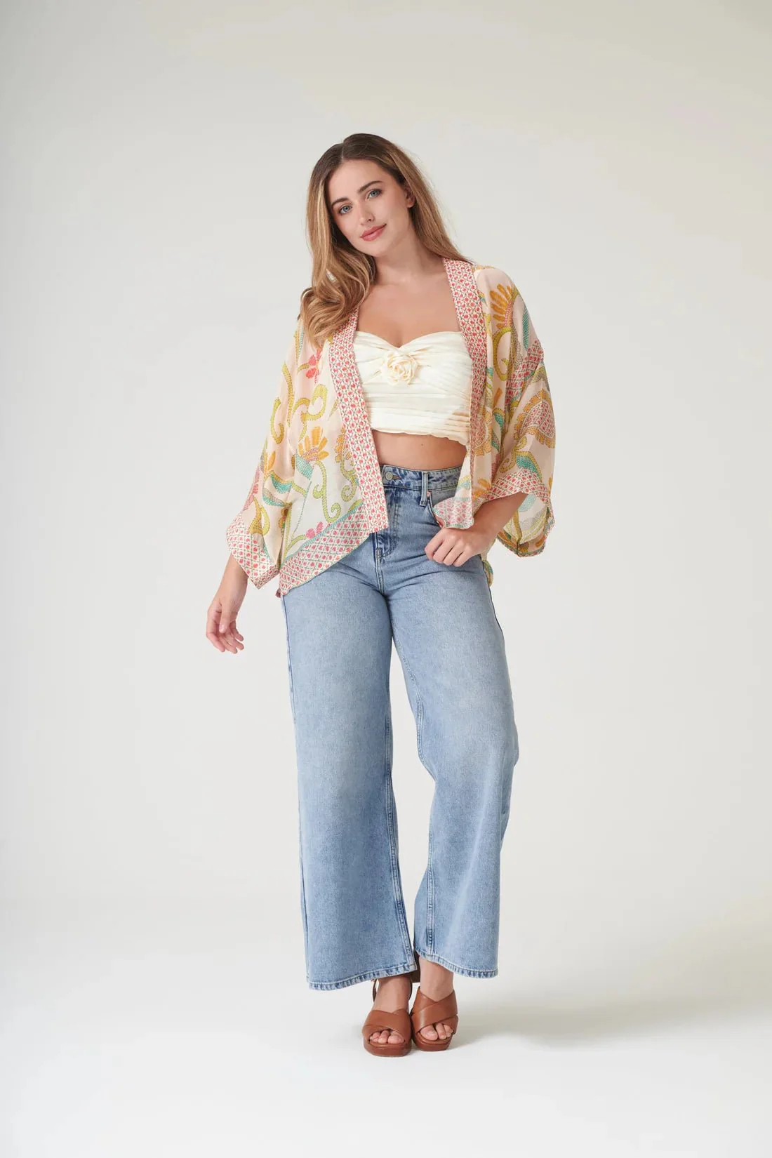 One Hundred Stars Giant Kantha Lime Kimono - Image 4