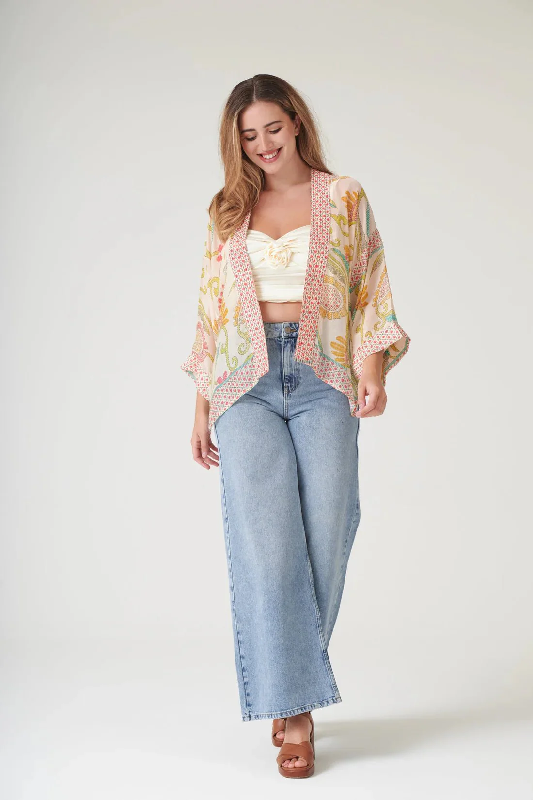 One Hundred Stars Giant Kantha Lime Kimono - Image 5