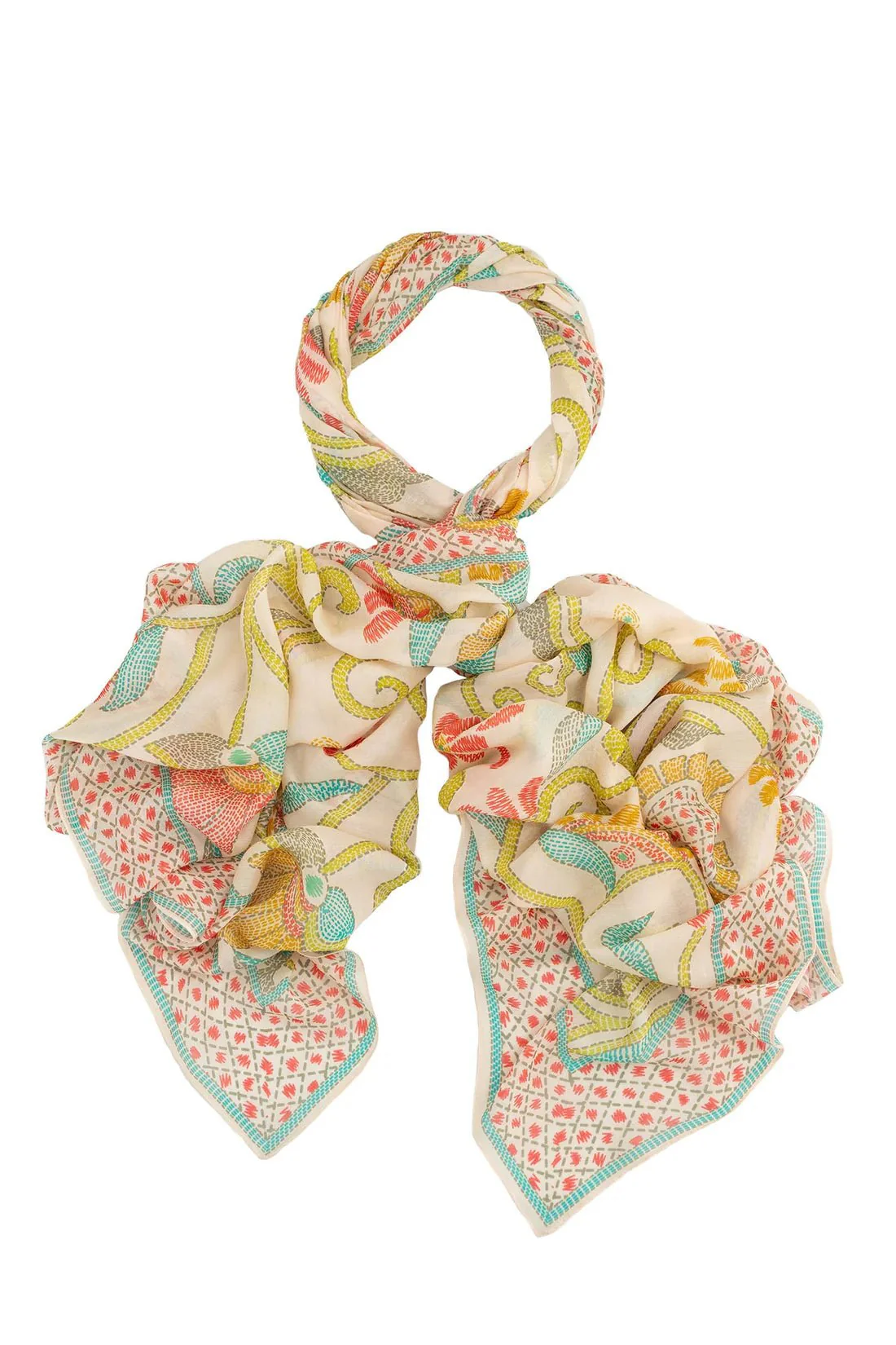 One Hundred Stars Giant Kantha Lime Scarf - Image 4