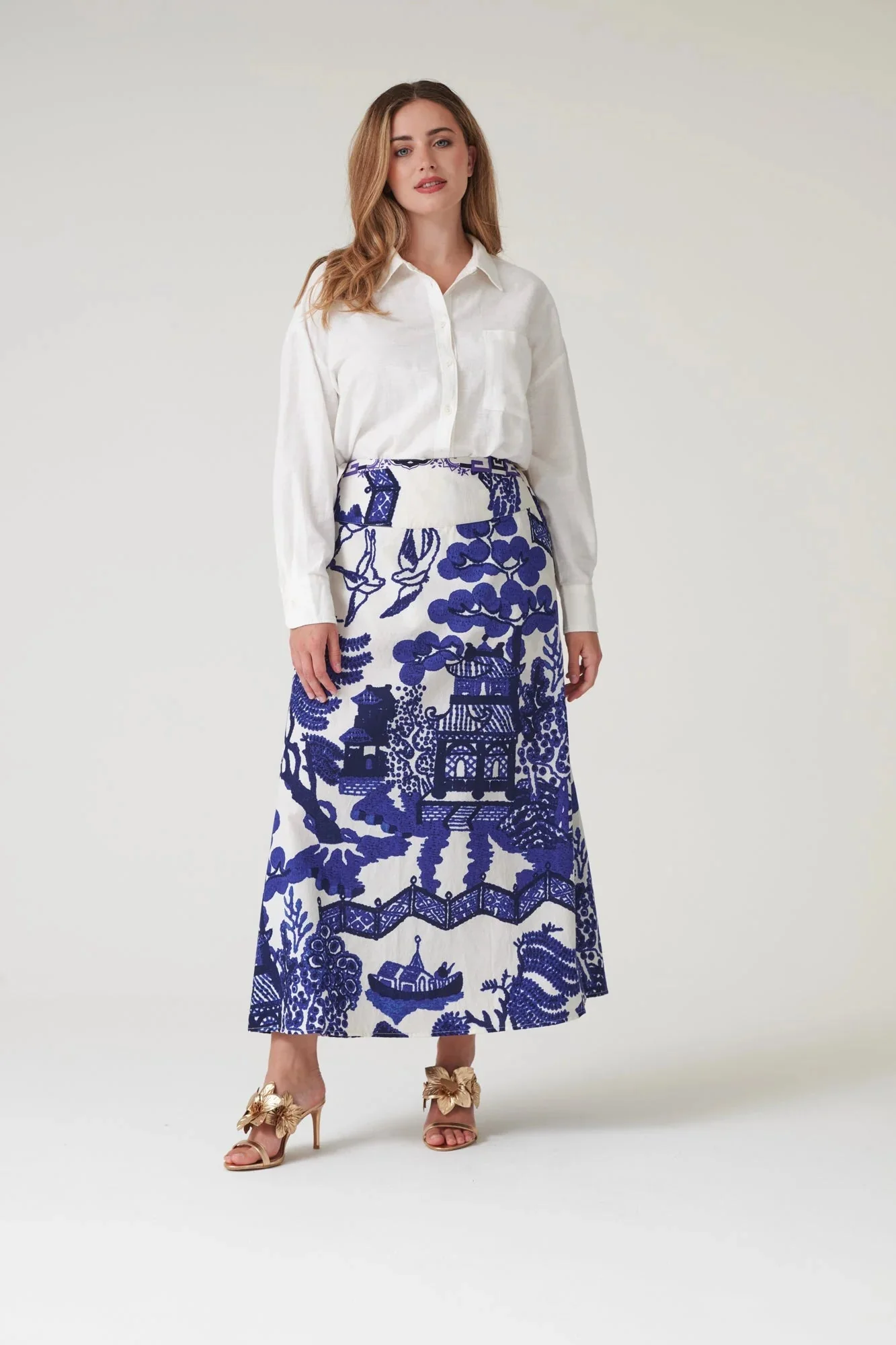 One Hundred Stars Giant Willow Blue A-line Maxi Skirt - Image 5