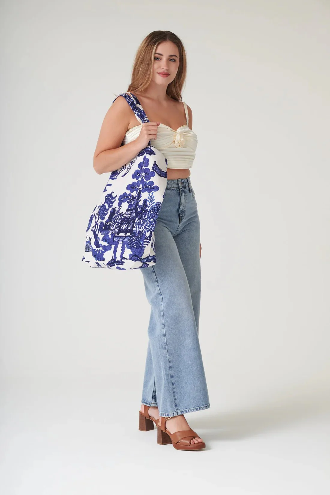 One Hundred Stars Giant Willow Blue Canvas Bag - Image 4