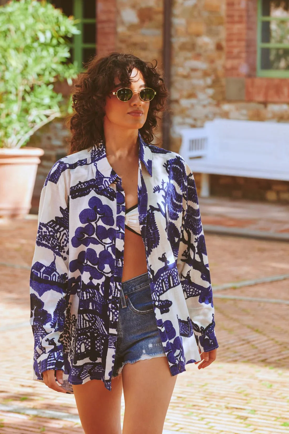 One Hundred Stars Giant Willow Blue Oversized Shirt - Image 2