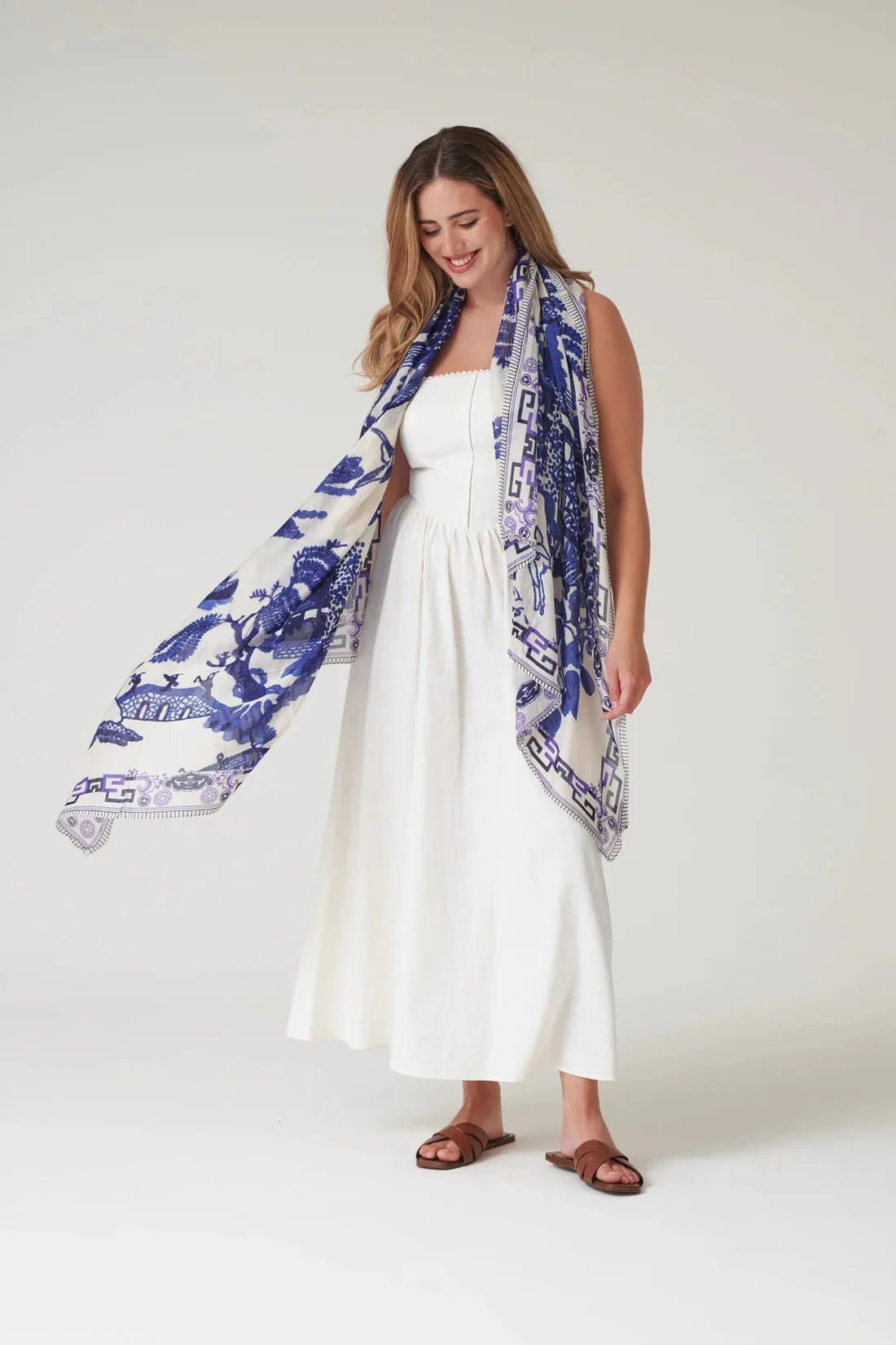 One Hundred Stars Giant Willow Blue Scarf - Image 3