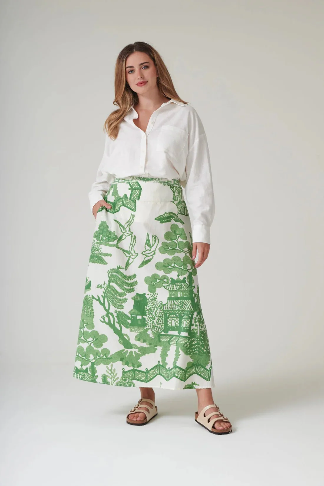 One Hundred Stars Giant Willow Green A-line Maxi Skirt - Image 3
