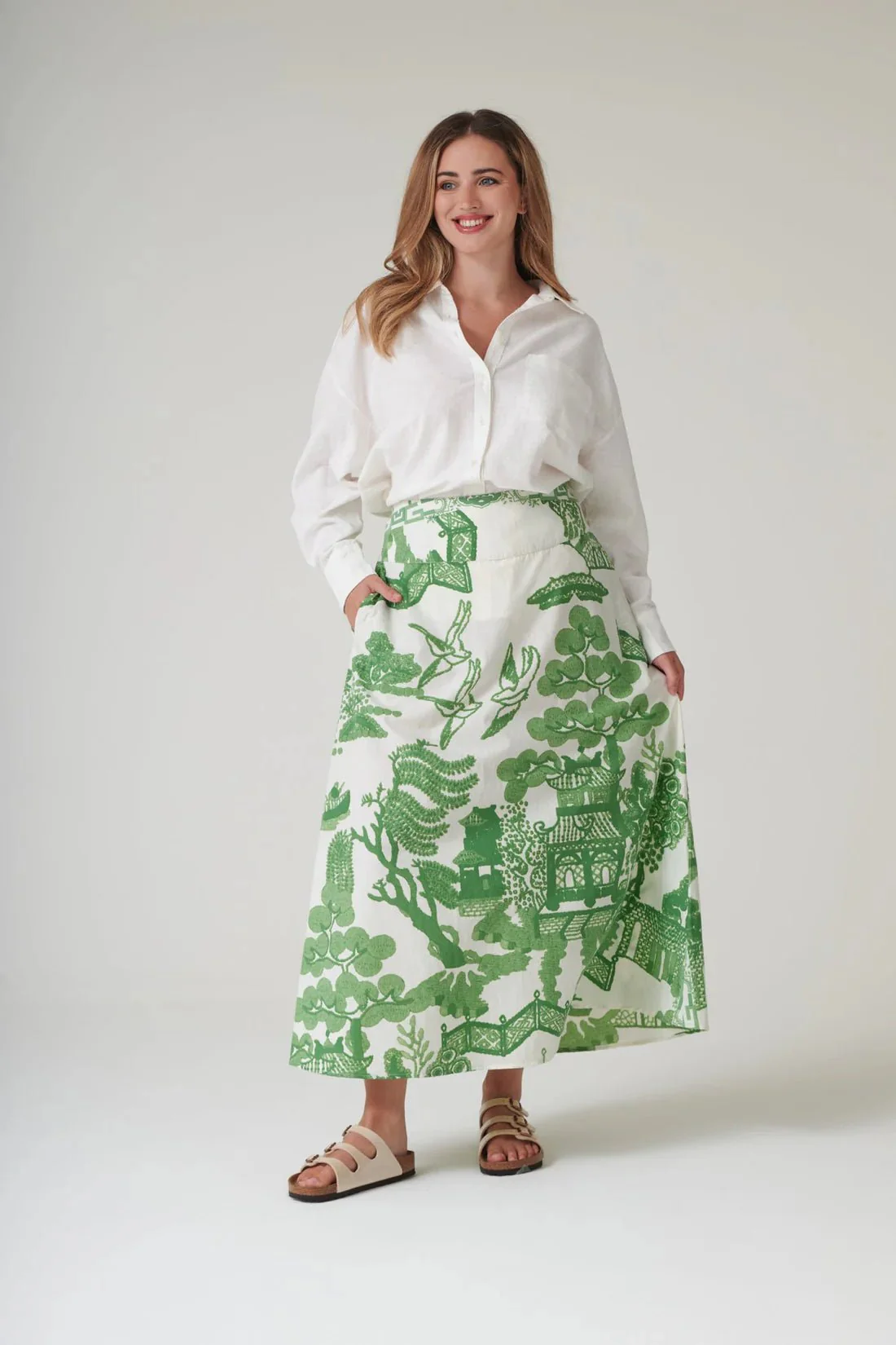 One Hundred Stars Giant Willow Green A-line Maxi Skirt - Image 4