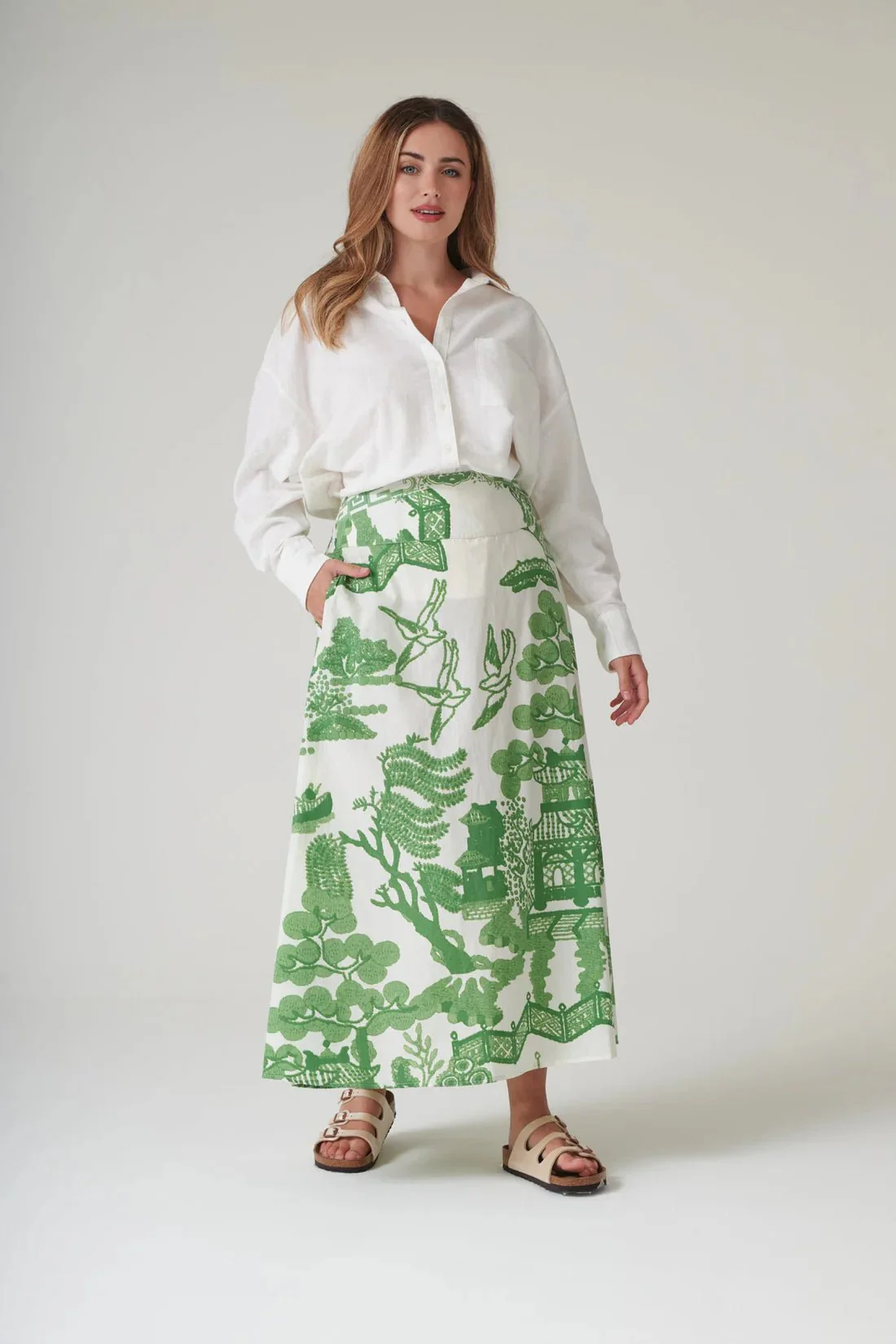 One Hundred Stars Giant Willow Green A-line Maxi Skirt - Image 5