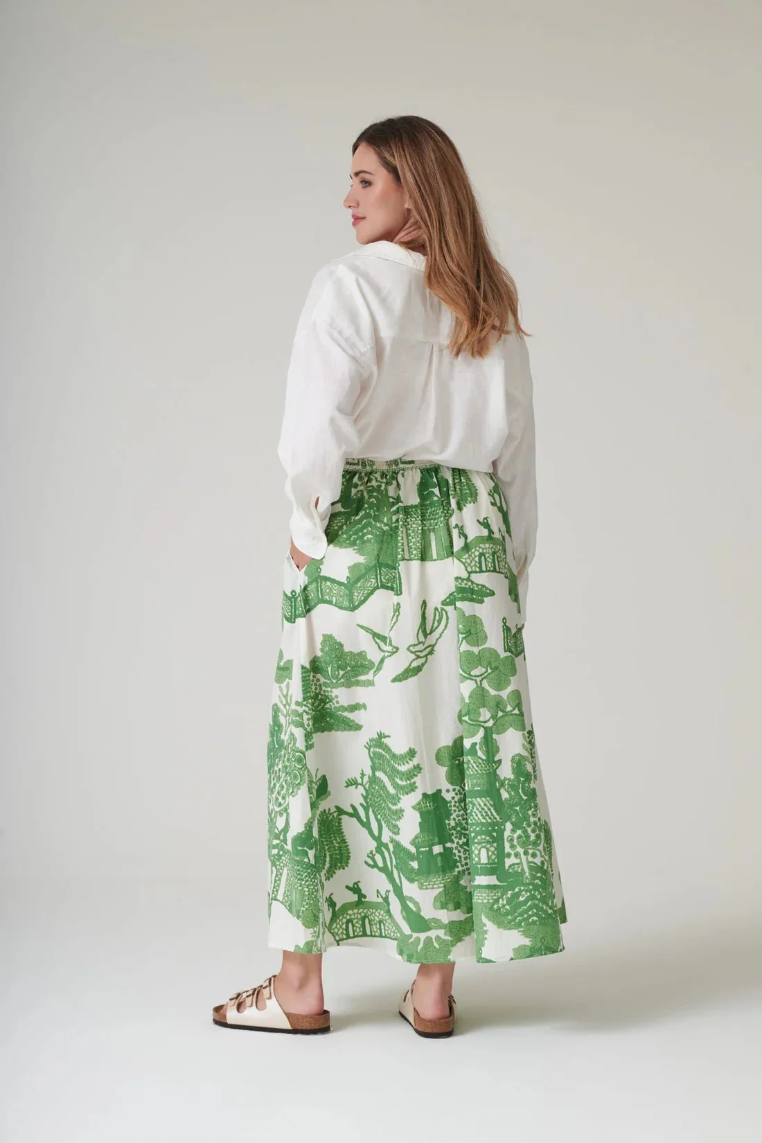 One Hundred Stars Giant Willow Green A-line Maxi Skirt - Image 6